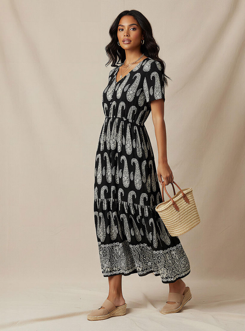 فستان متعدد الطبقات وطبعات بيزلي وأكمام قصيرة-women-clothing-dresses-image-2