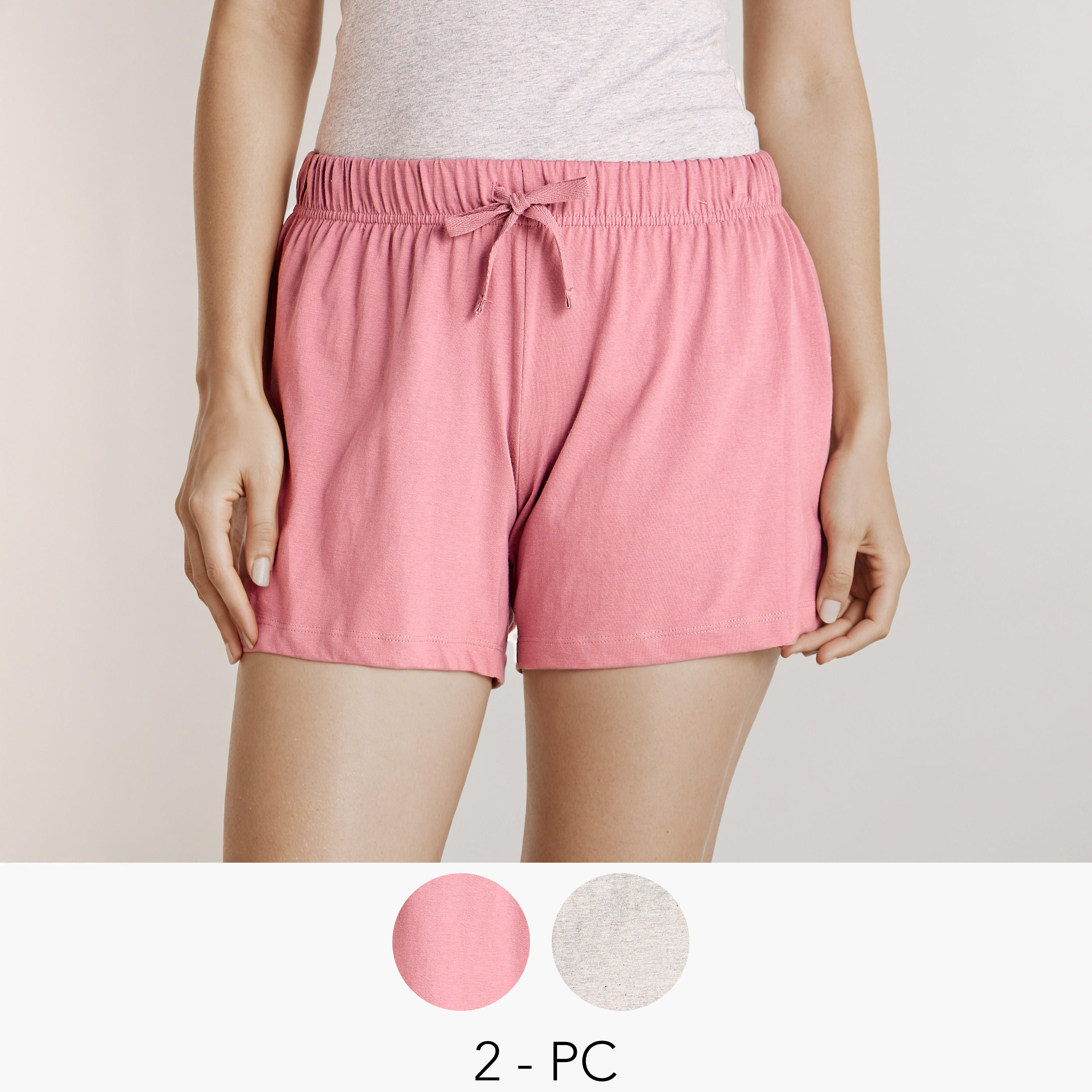 طقم من 2 - شورت برباط إغلاق-women-clothing-nightwear-pyjamas-bottoms-image-1