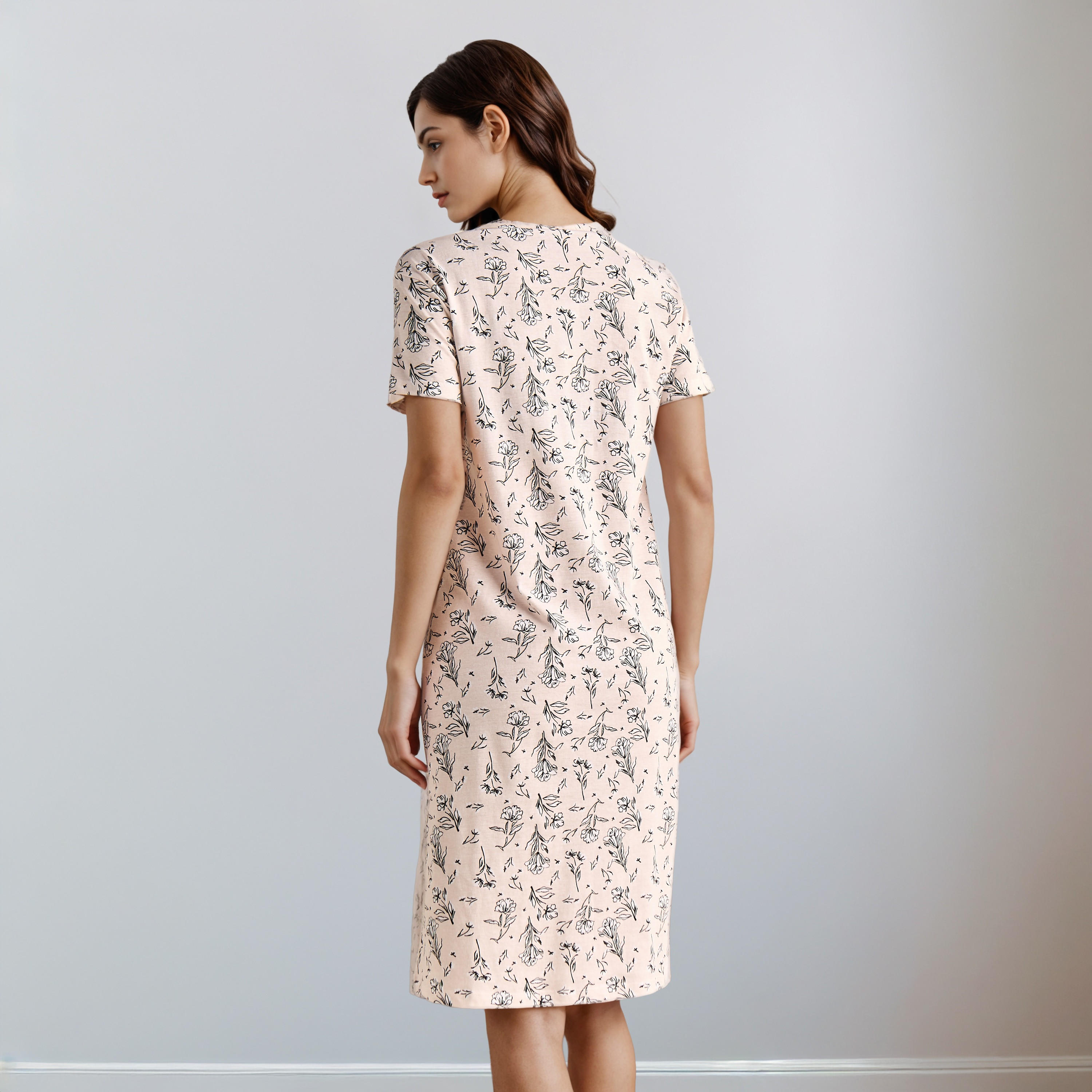Floral Print Nighty Knee Length-women-clothing-nightwear-nighties-image-2