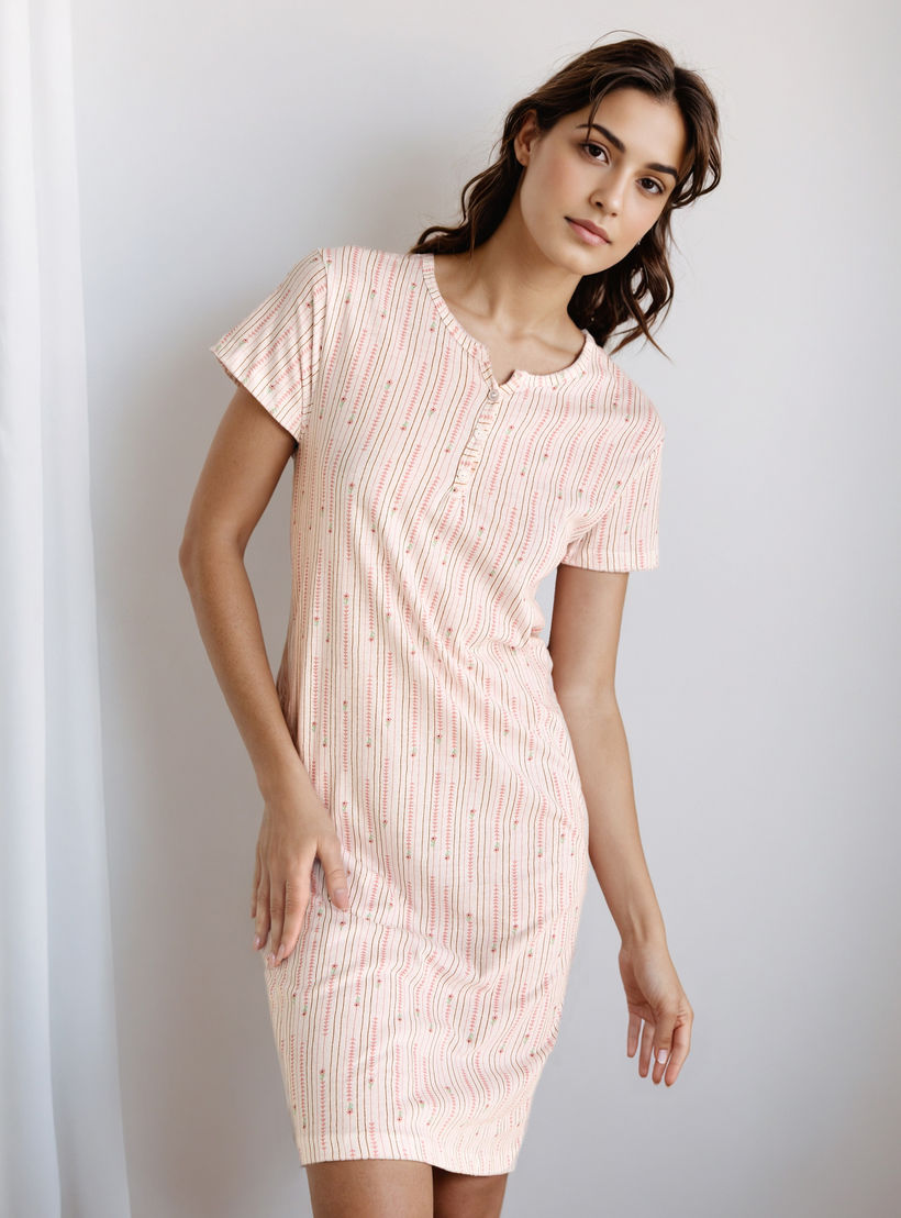 Floral Print Nighty Knee Length-women-clothing-nightwear-nighties-image-1