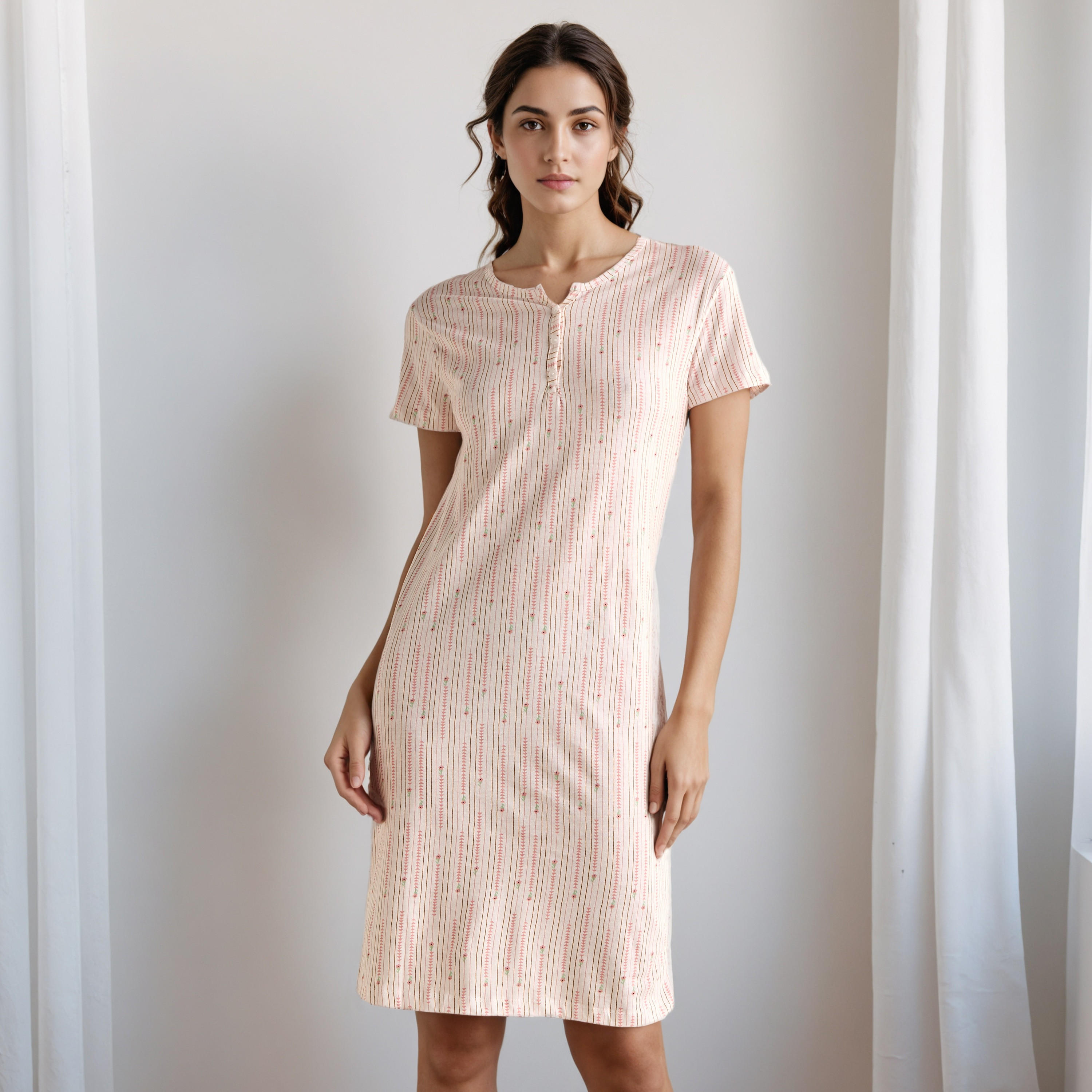 Floral Print Nighty Knee Length-women-clothing-nightwear-nighties-image-2