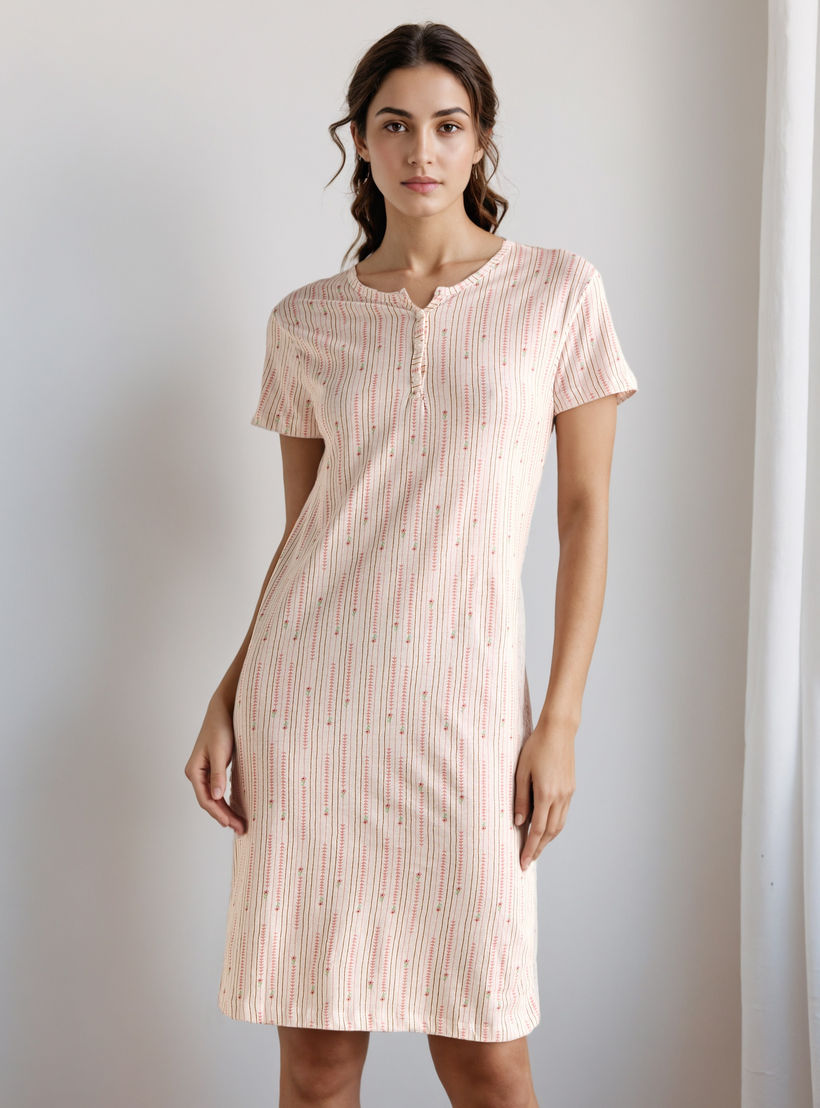 Floral Print Nighty Knee Length-women-clothing-nightwear-nighties-image-2
