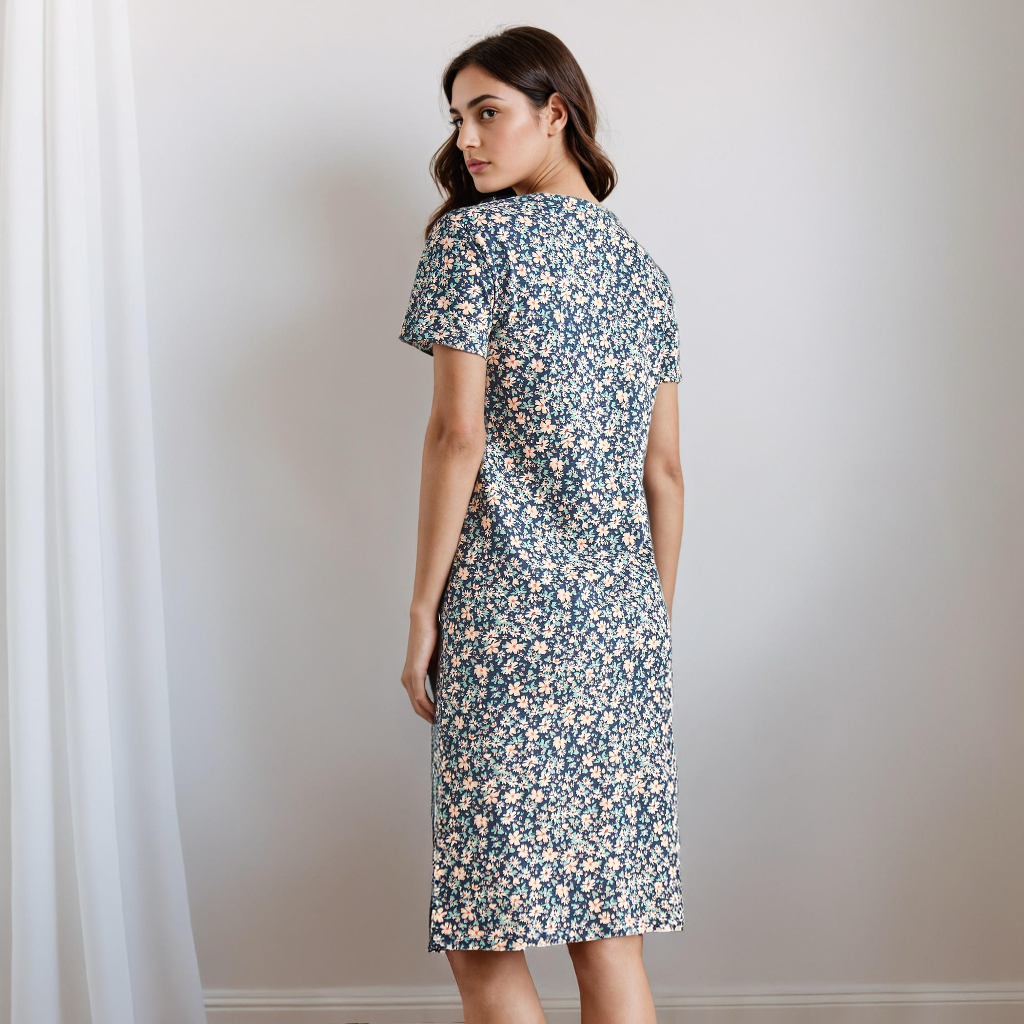 Floral Print Nighty Knee Length-women-clothing-nightwear-nighties-image-3