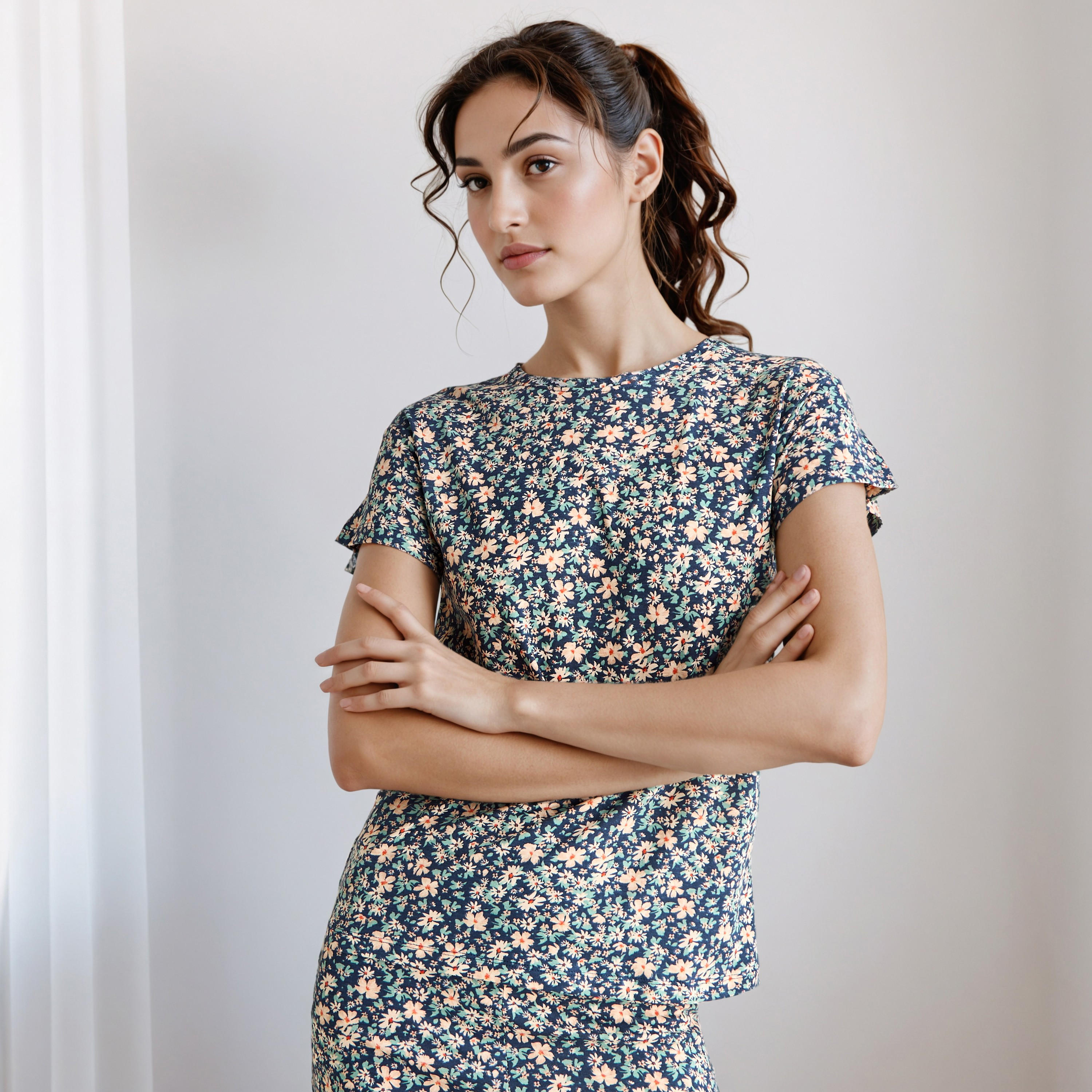 طقم بيجاما تيشيرت وبنطلون-women-clothing-nightwear-pyjamas-longsets-image-2