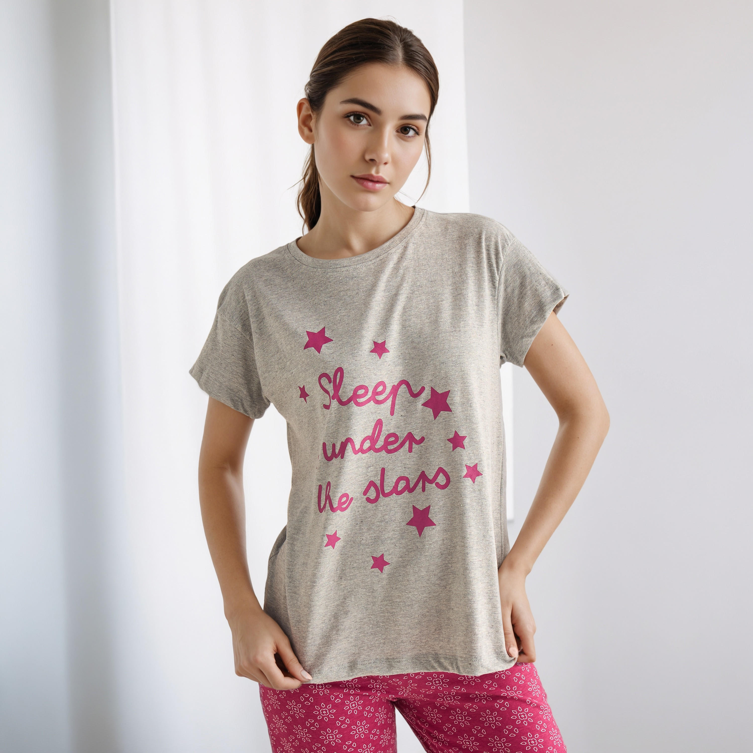 طقم بنطلون بيجاما وتيشيرت-women-clothing-nightwear-pyjamas-longsets-image-2