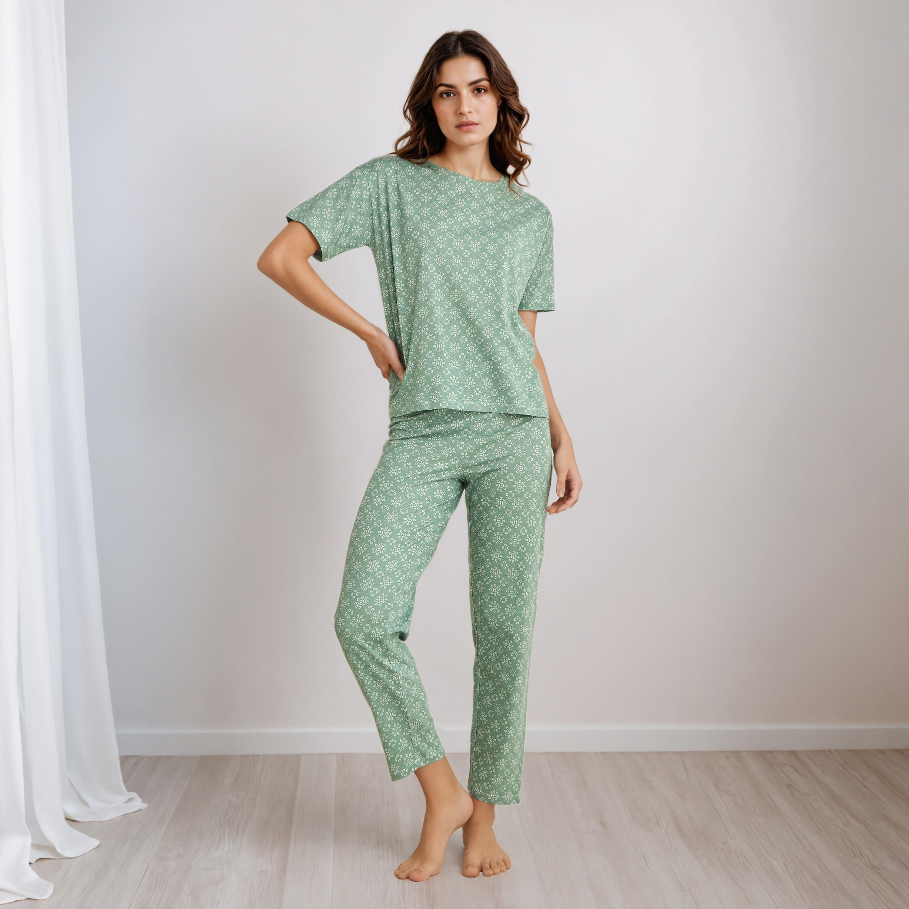 Pyjama Set T-shirt & Trousers-women-clothing-nightwear-pyjamas-longsets-image-1
