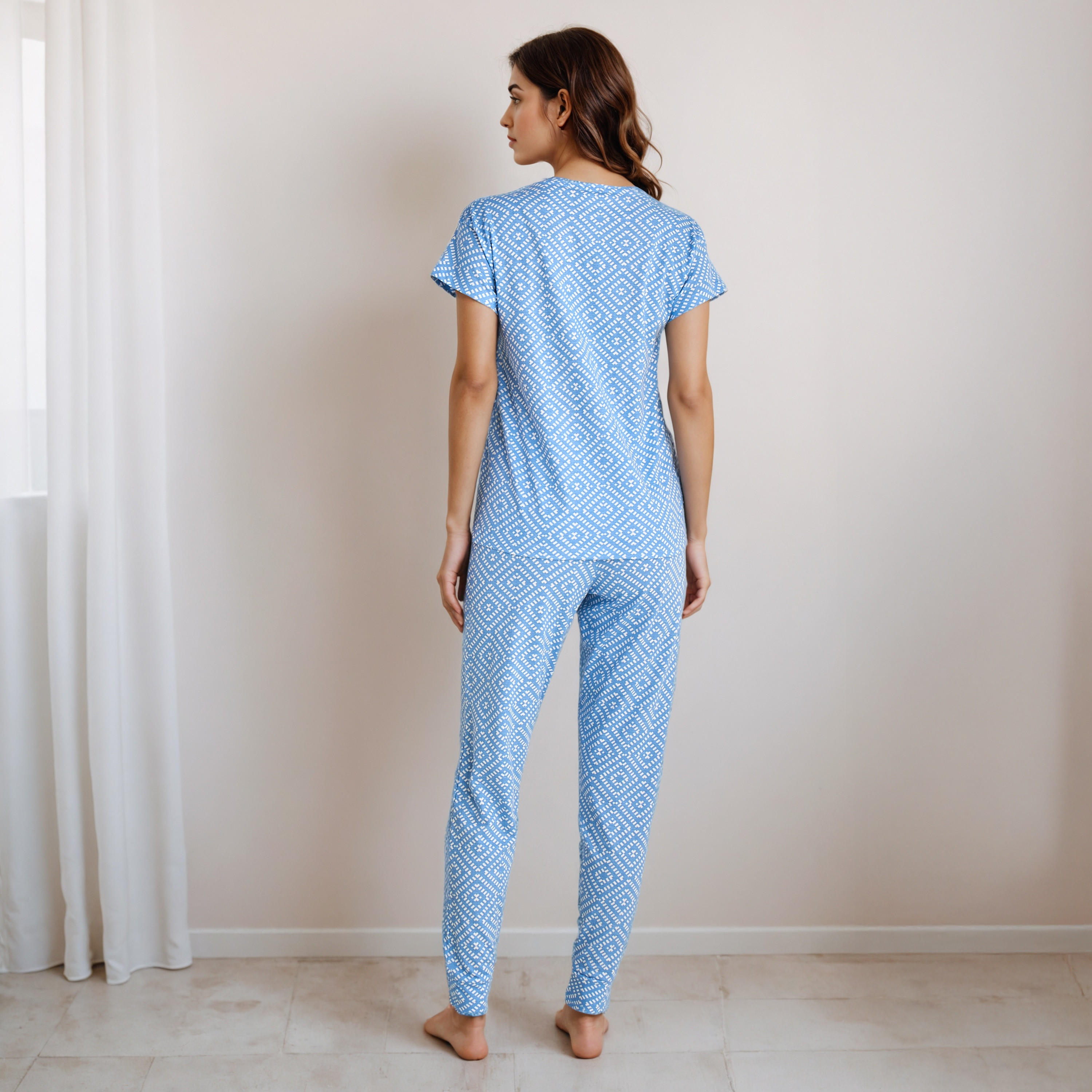 طقم بنطلون بيجاما وتيشيرت-women-clothing-nightwear-pyjamas-longsets-image-3