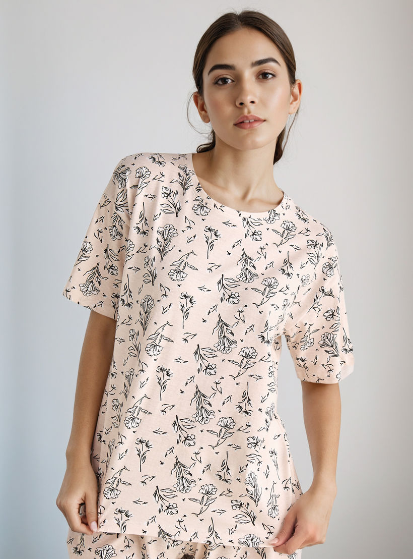 Pyjama Short Set T-shirt and Shorts Cotton-women-clothing-nightwear-pyjamas-shortsets-image-2