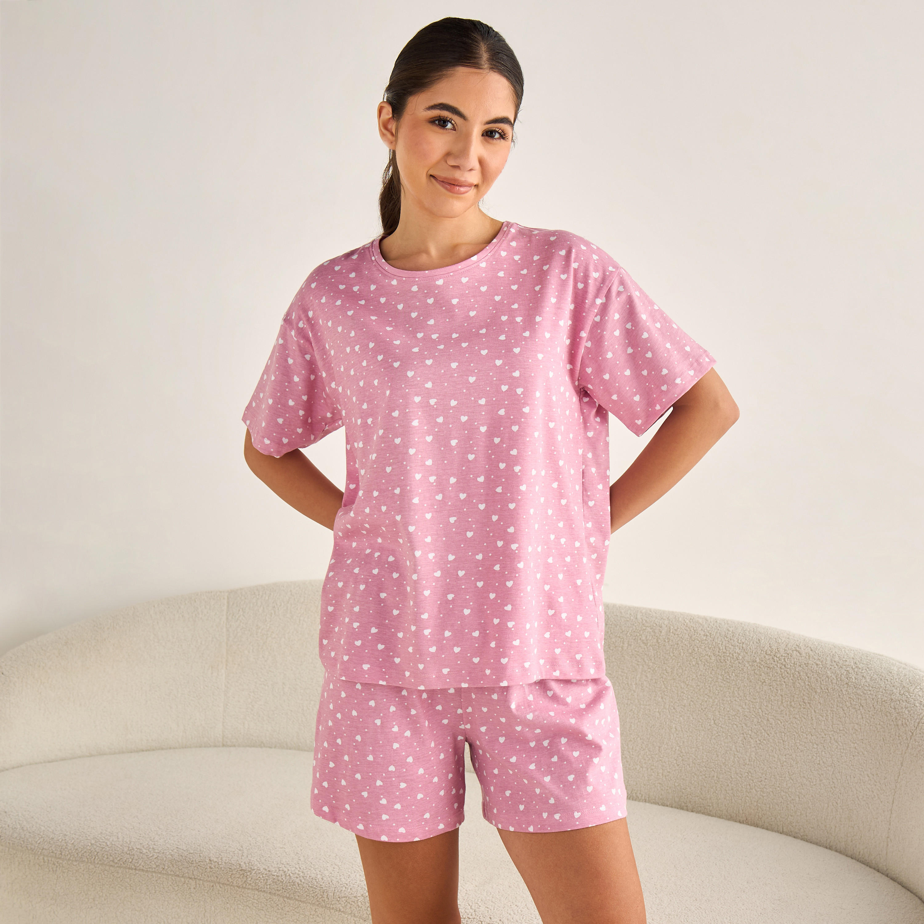 Pyjama Short Set T-shirt and Shorts Cotton-women-clothing-nightwear-pyjamas-shortsets-image-1