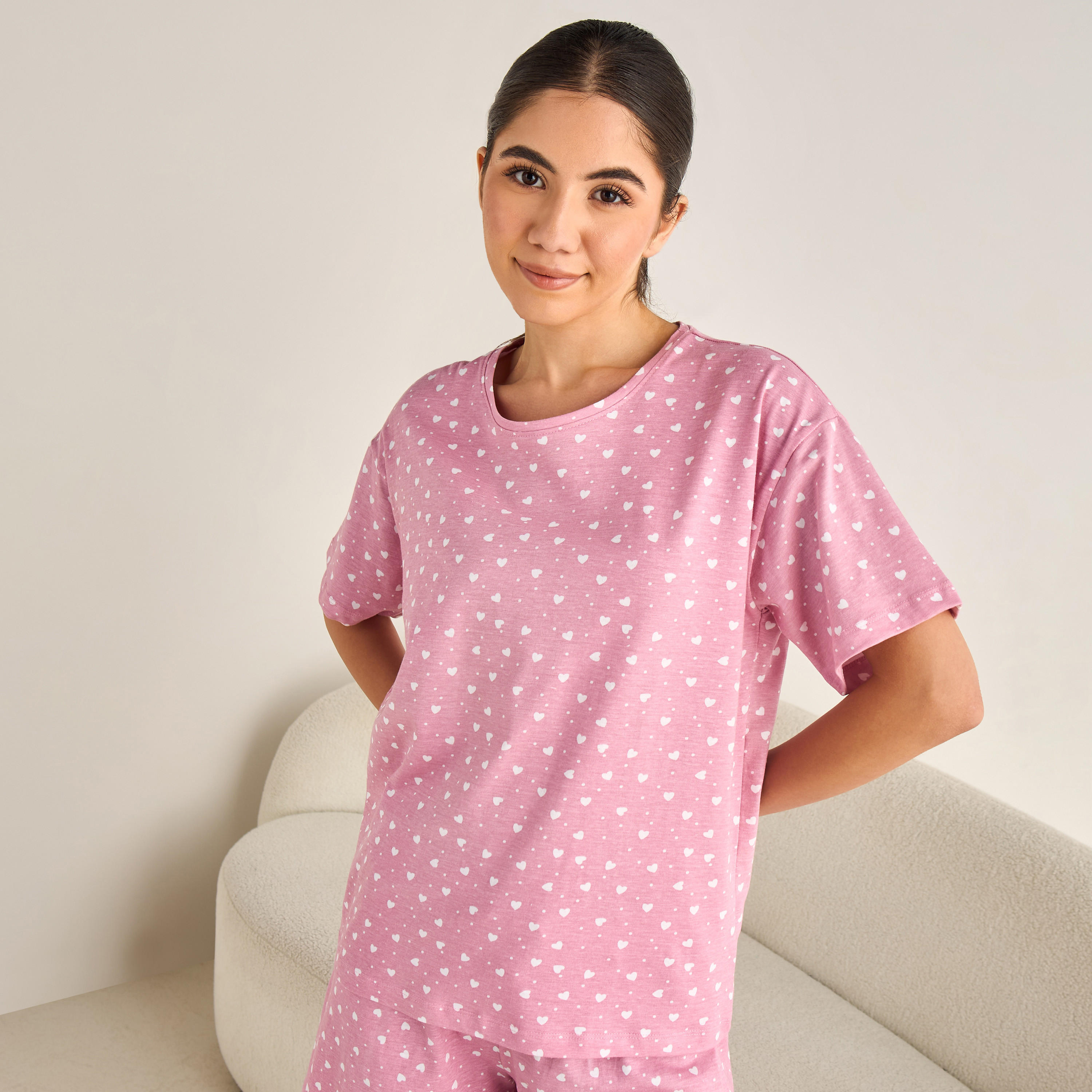 Pyjama Short Set T-shirt and Shorts Cotton-women-clothing-nightwear-pyjamas-shortsets-image-2