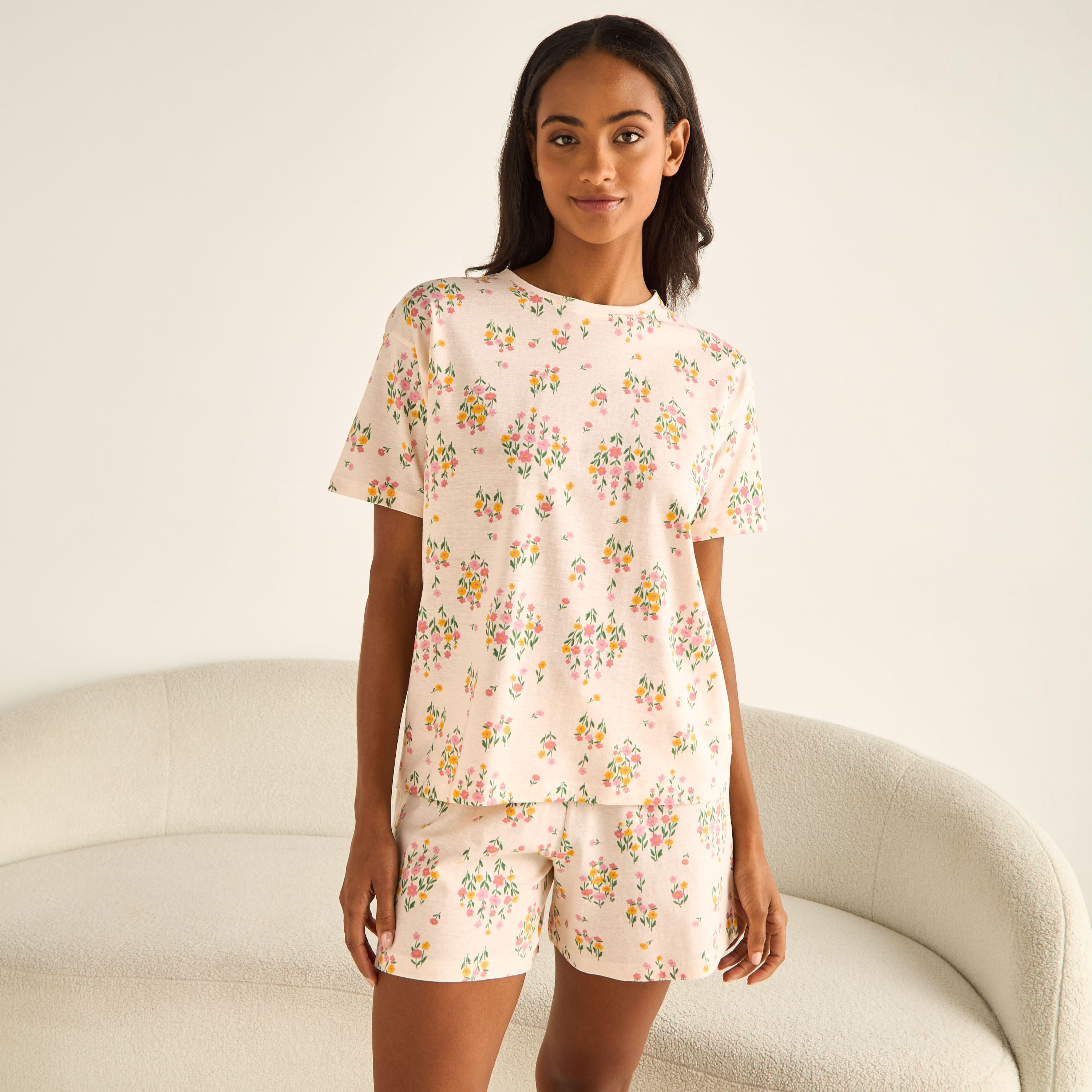 Pyjama Short Set T-shirt and Shorts Cotton-women-clothing-nightwear-pyjamas-shortsets-image-1
