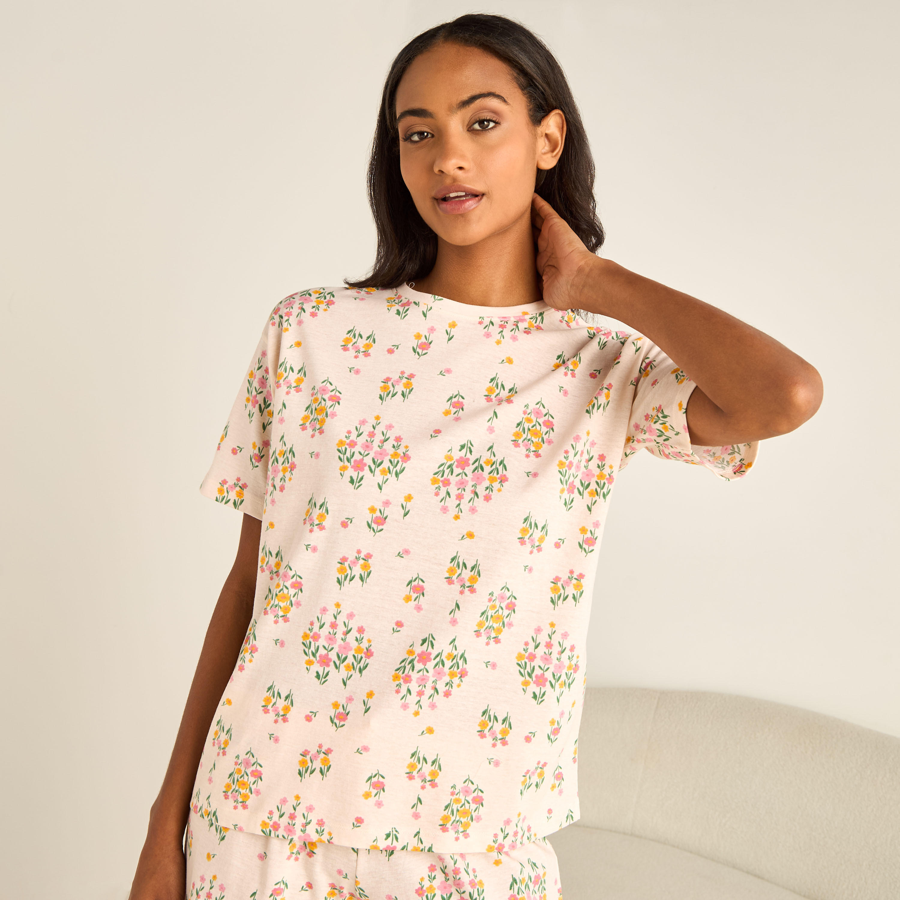Pyjama Short Set T-shirt and Shorts Cotton-women-clothing-nightwear-pyjamas-shortsets-image-2
