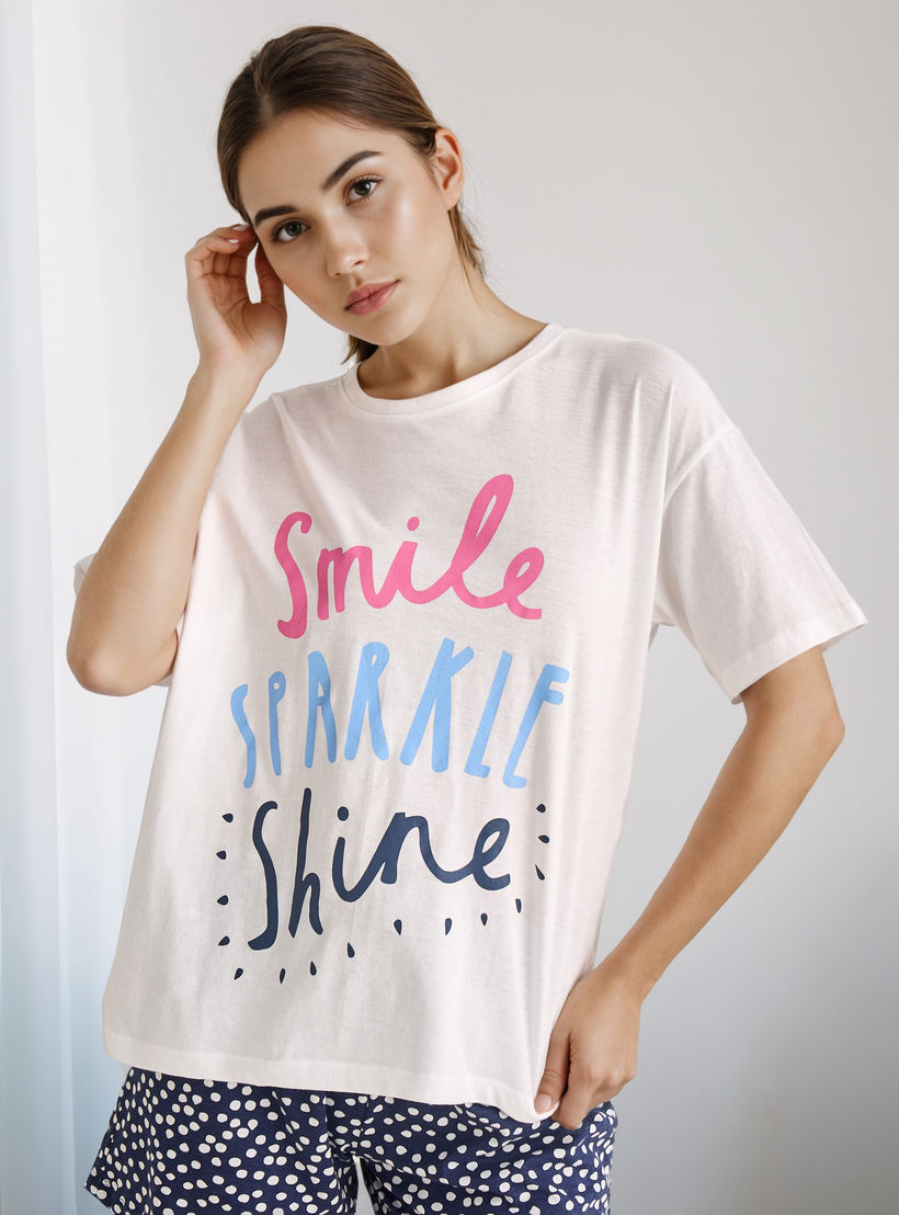 Pyjama Short Set T-shirt and Shorts Cotton-women-clothing-nightwear-pyjamas-shortsets-image-2