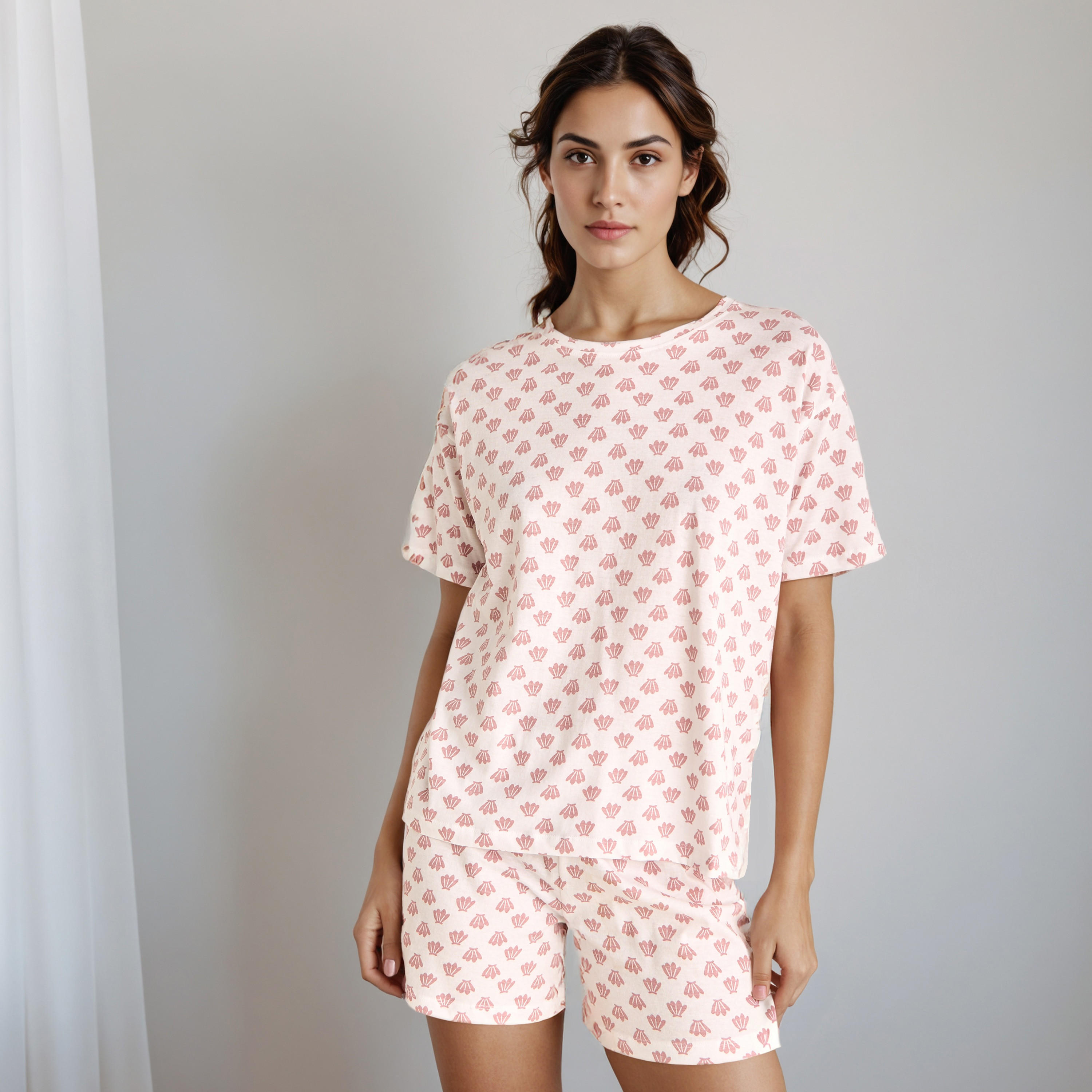 Pyjama Short Set T-shirt and Shorts Cotton-women-clothing-nightwear-pyjamas-shortsets-image-1