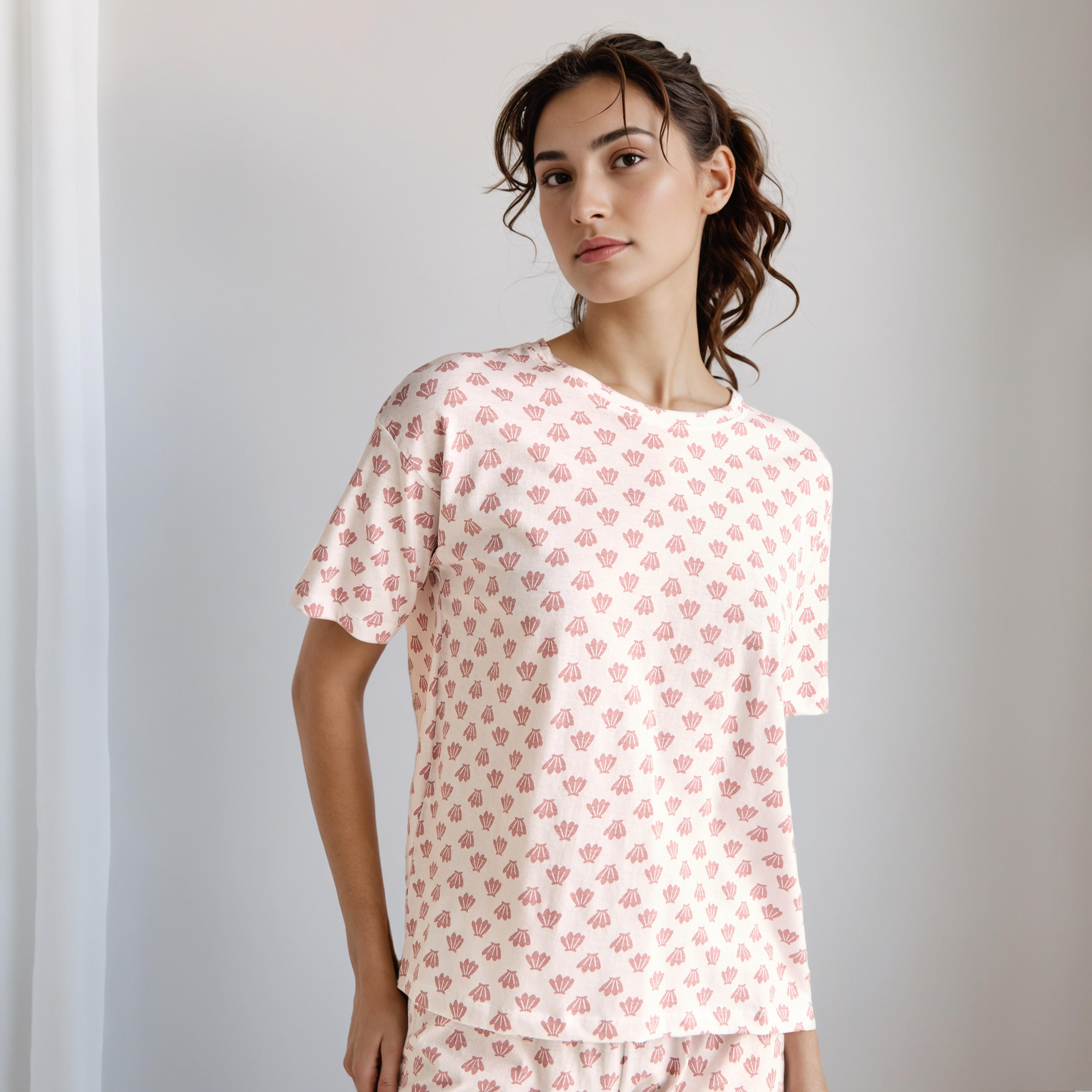 Pyjama Short Set T-shirt and Shorts Cotton-women-clothing-nightwear-pyjamas-shortsets-image-2