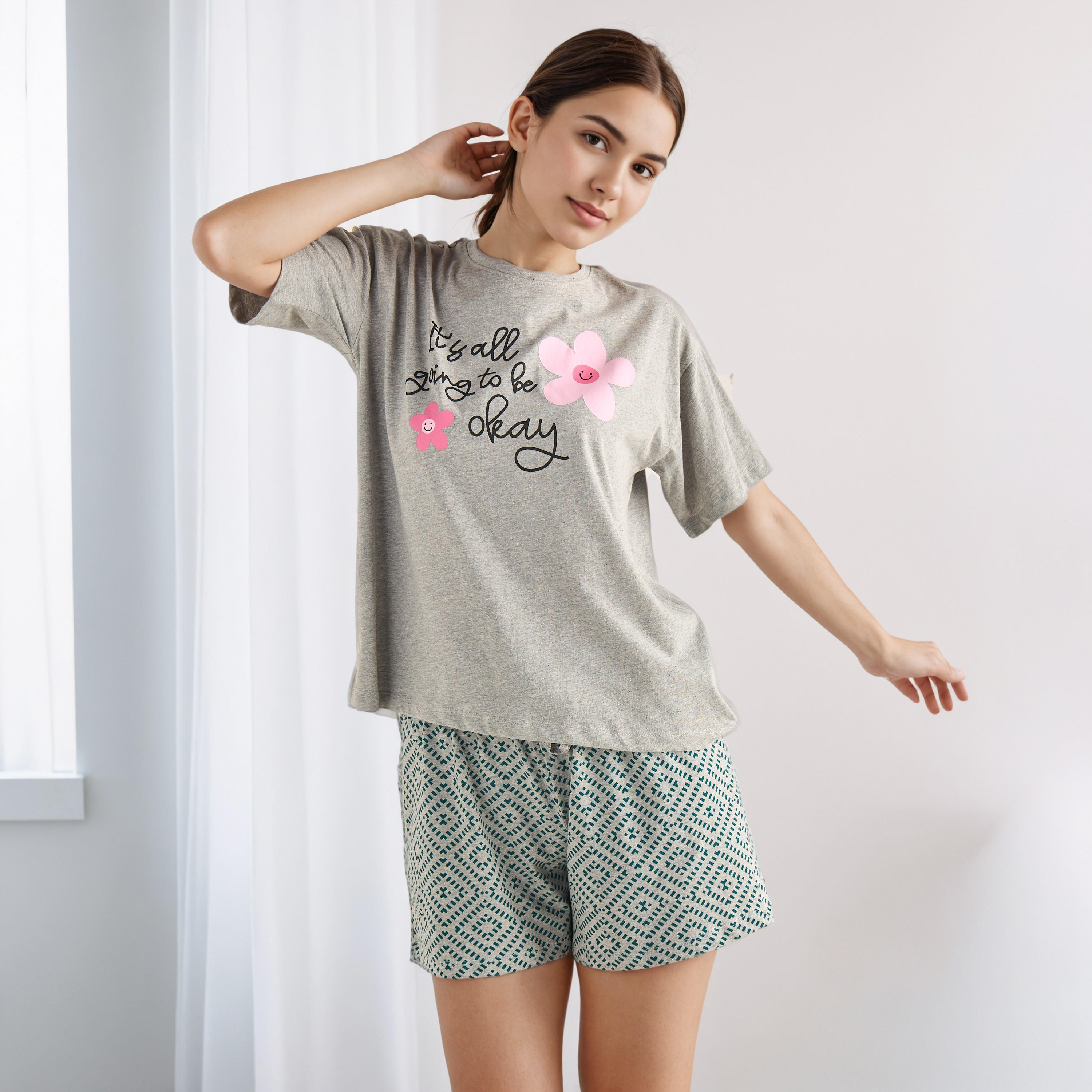 طقم شورت بيجاما وتيشيرت-women-clothing-nightwear-pyjamas-shortsets-image-6