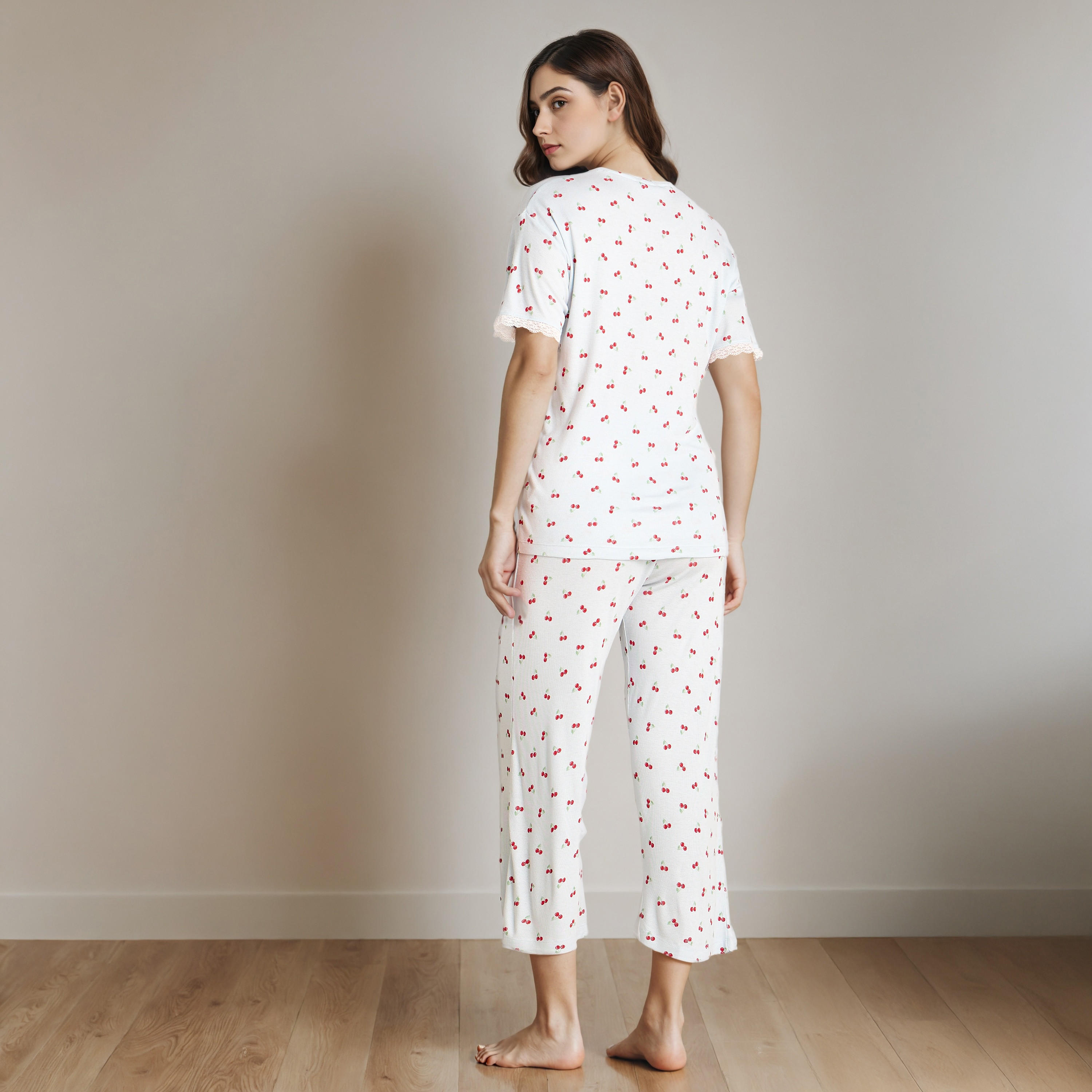 طقم تيشيرت وبنطلون بيجاما بطبعات-women-clothing-nightwear-pyjamas-longsets-image-4