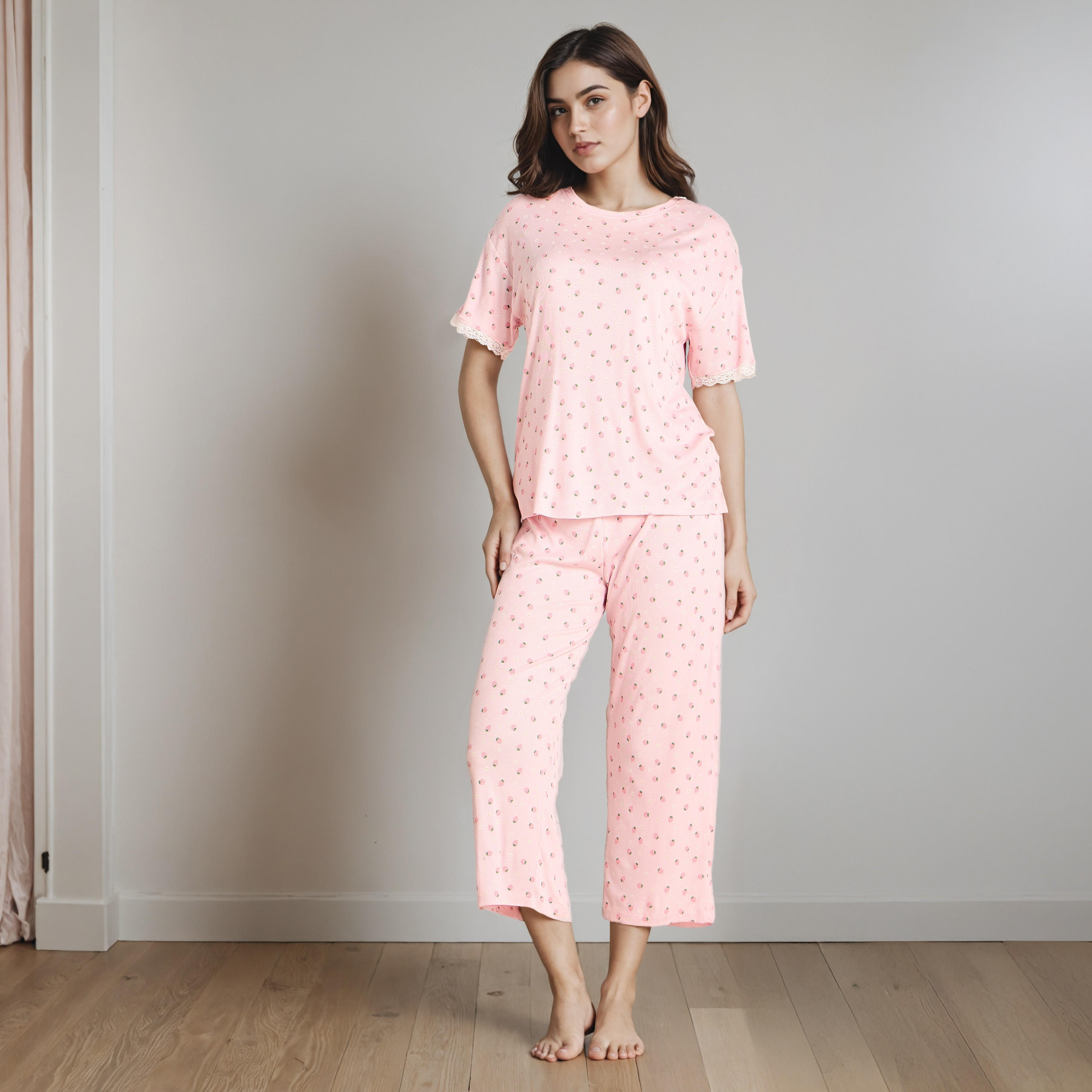 Printed T-shirt and Pyjama Set-women-clothing-nightwear-pyjamas-longsets-image-1