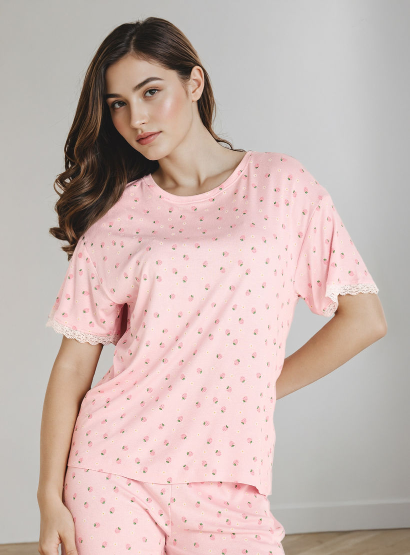 Printed T-shirt and Pyjama Set-women-clothing-nightwear-pyjamas-longsets-image-2