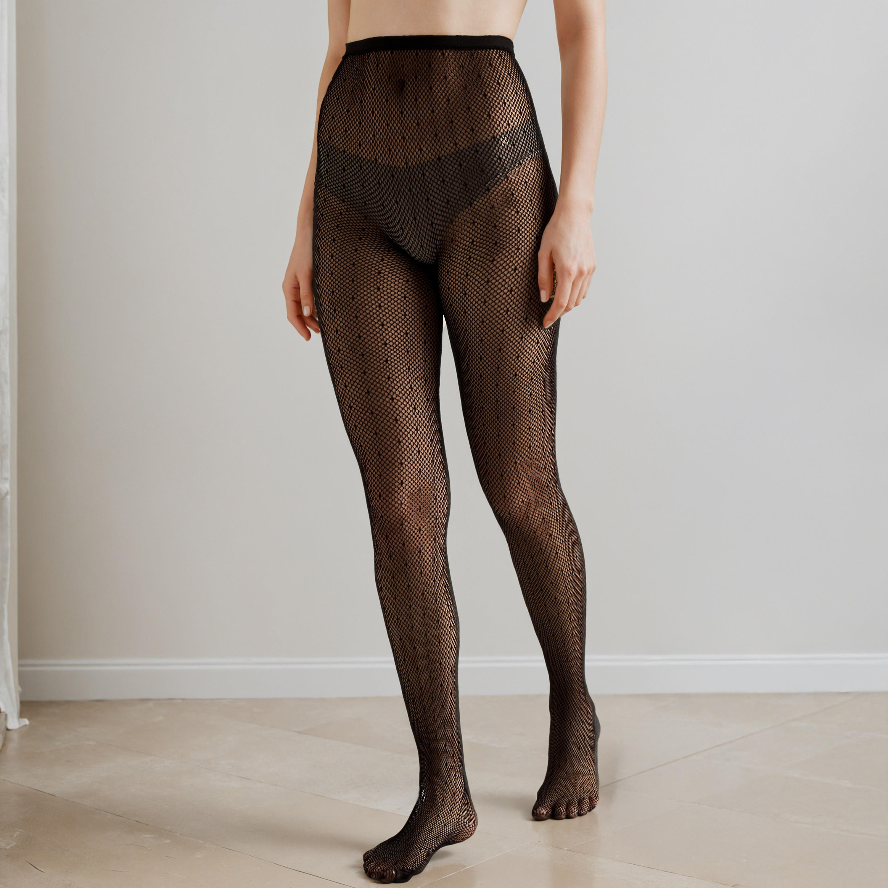 Dotted Mesh Sheer Stockings-women-clothing-lingerie-lingerieaccessories-image-1