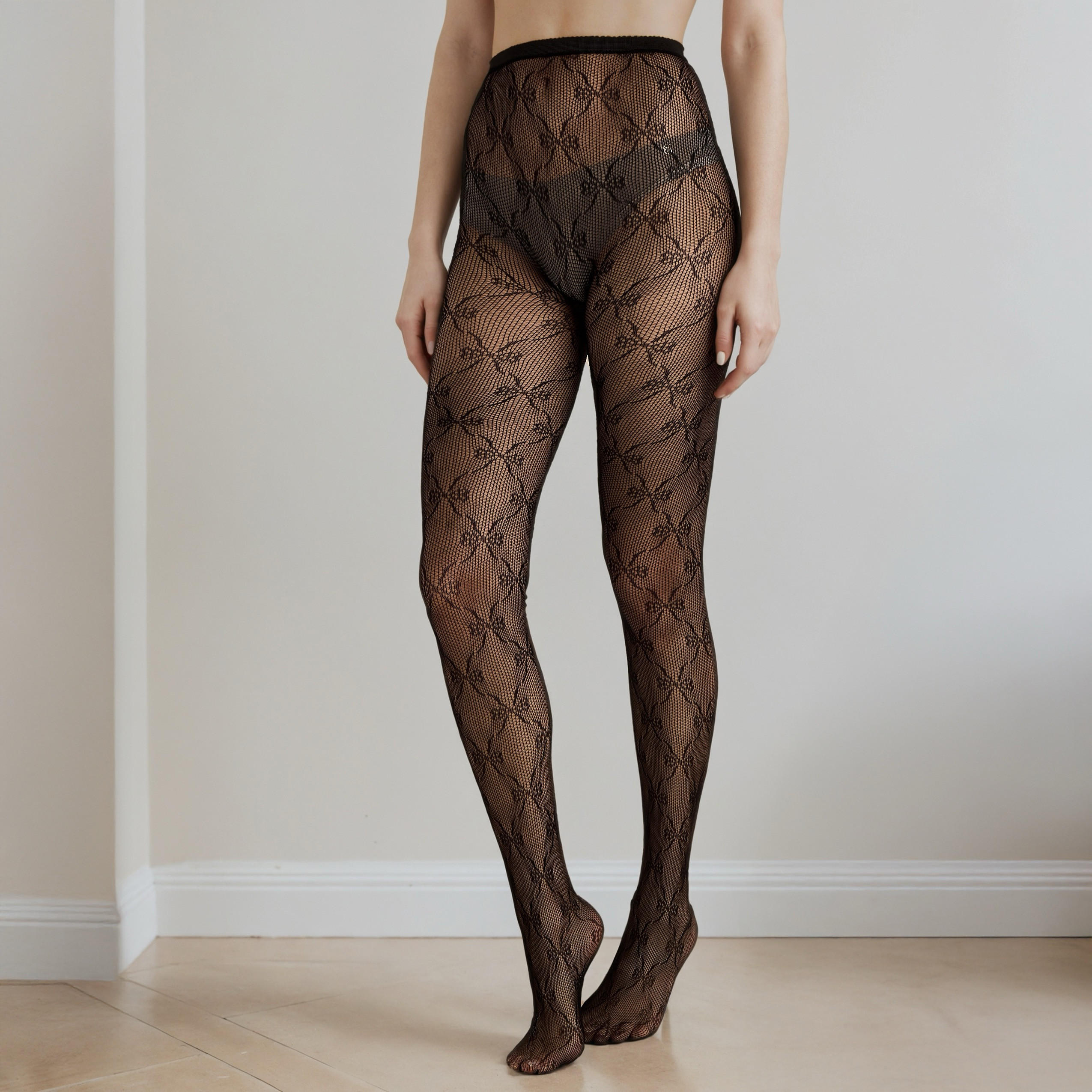 Geometric Textured Sheer Stockings-women-clothing-lingerie-lingerieaccessories-image-1