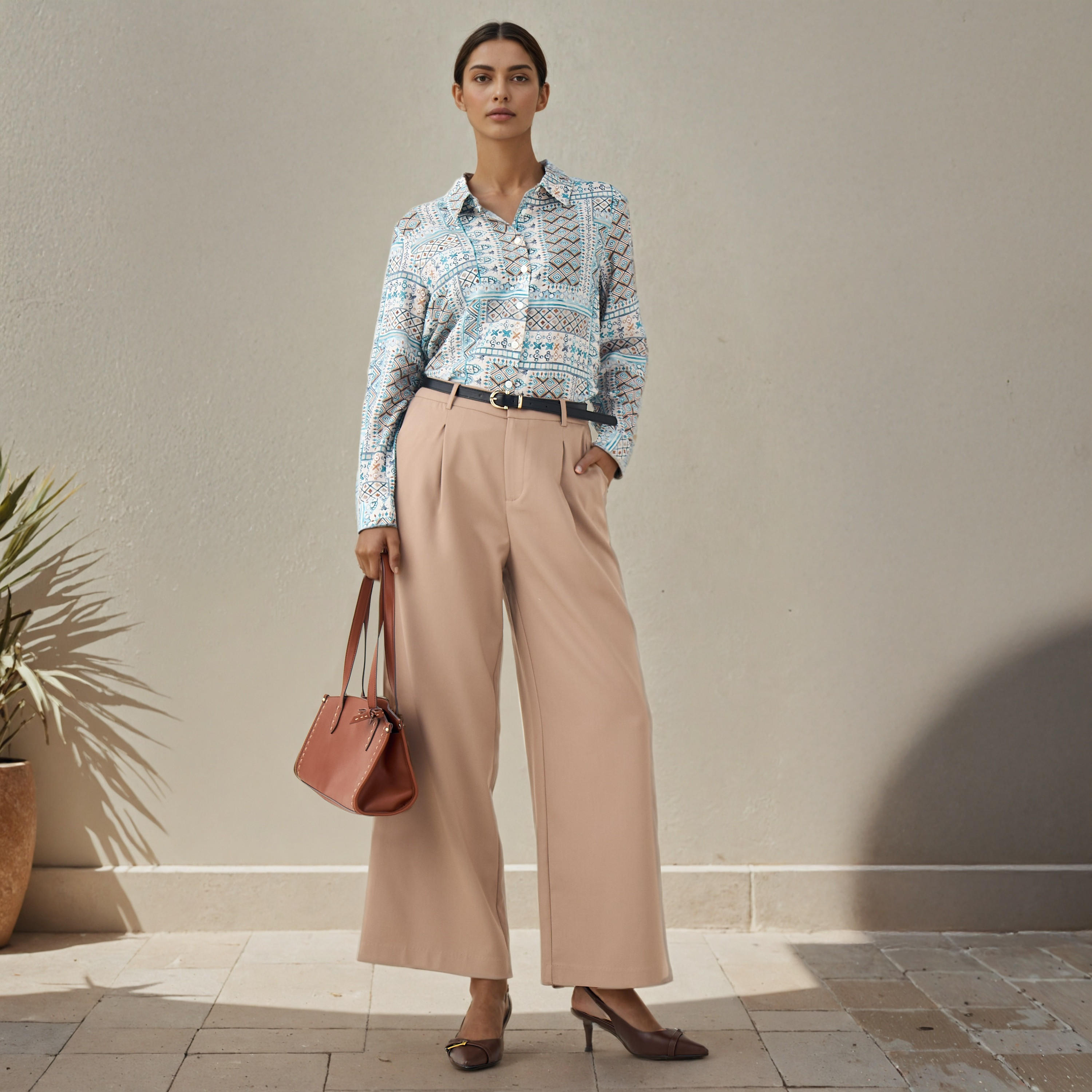 Regular Fit Viscose Printed Shirt with Collar-women-clothing-shirtsandblouses-shirts-image-2