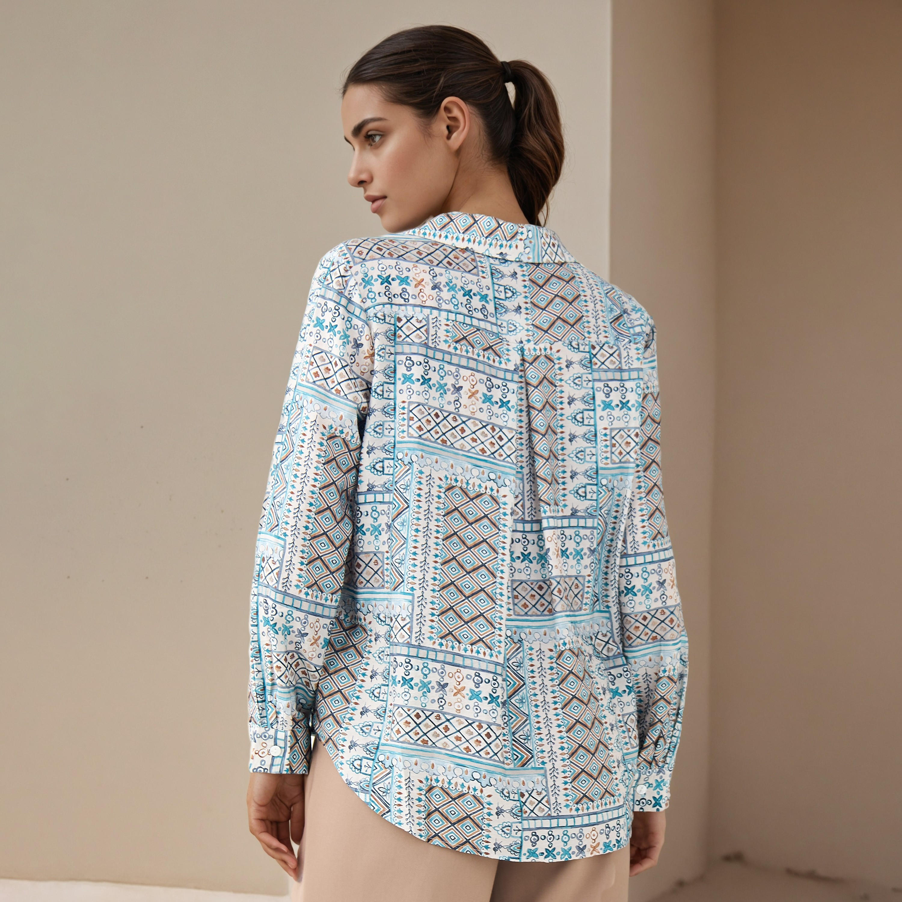 Regular Fit Viscose Printed Shirt with Collar-women-clothing-shirtsandblouses-shirts-image-3