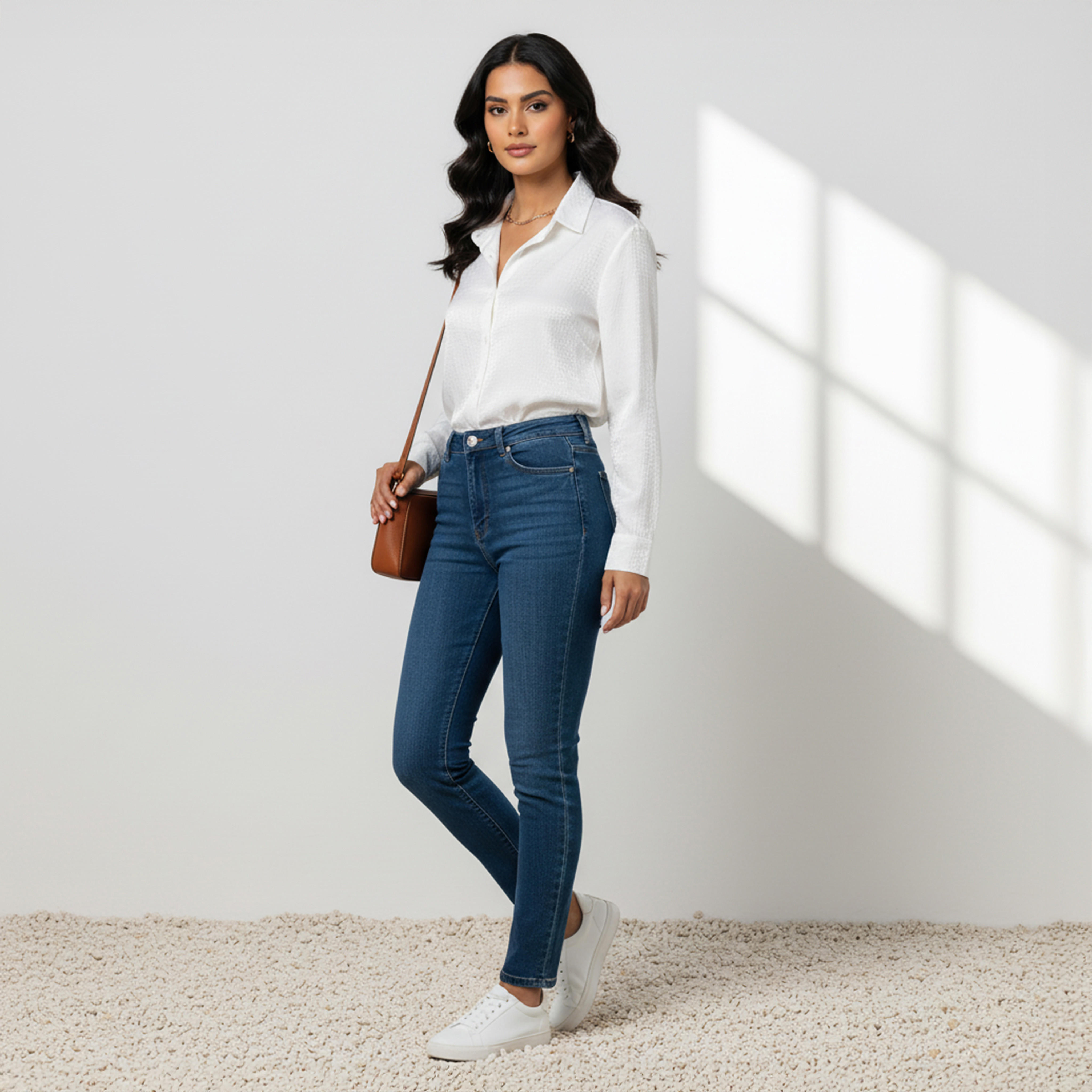Regular Fit Viscose Textured Shirt with Collar-women-clothing-shirtsandblouses-shirts-image-2