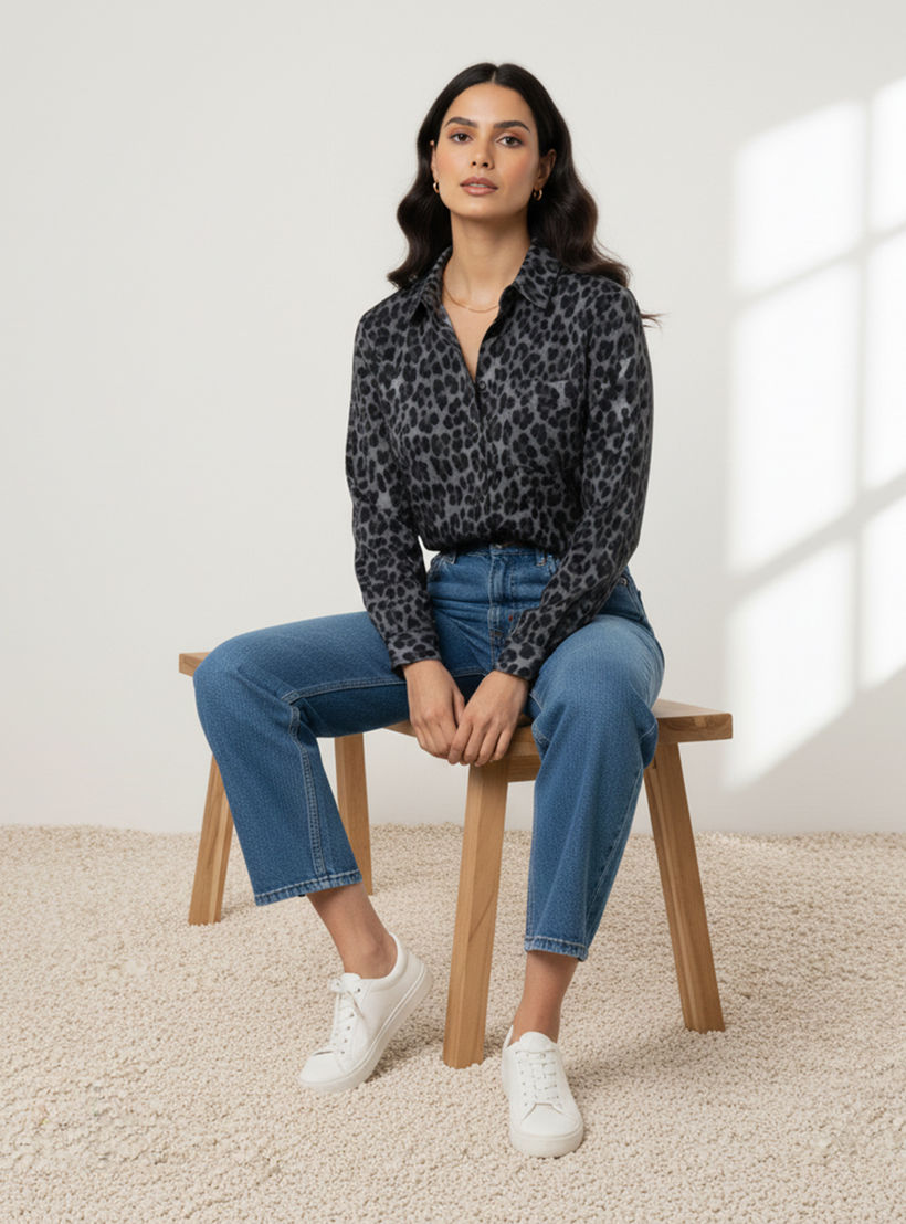Regular Fit Viscose Animal Print Shirt with Collar-women-clothing-shirtsandblouses-shirts-image-5