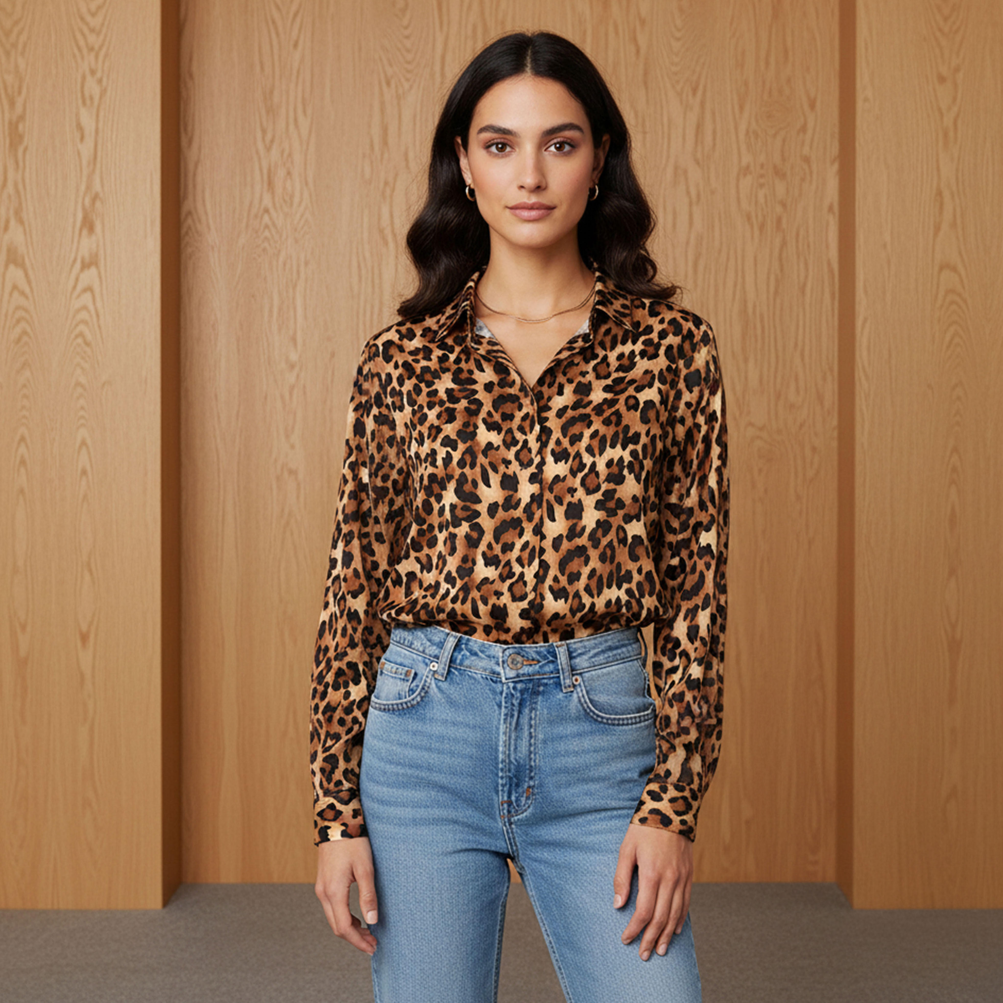 Regular Fit Viscose Animal Print Shirt with Collar-women-clothing-shirtsandblouses-shirts-image-1