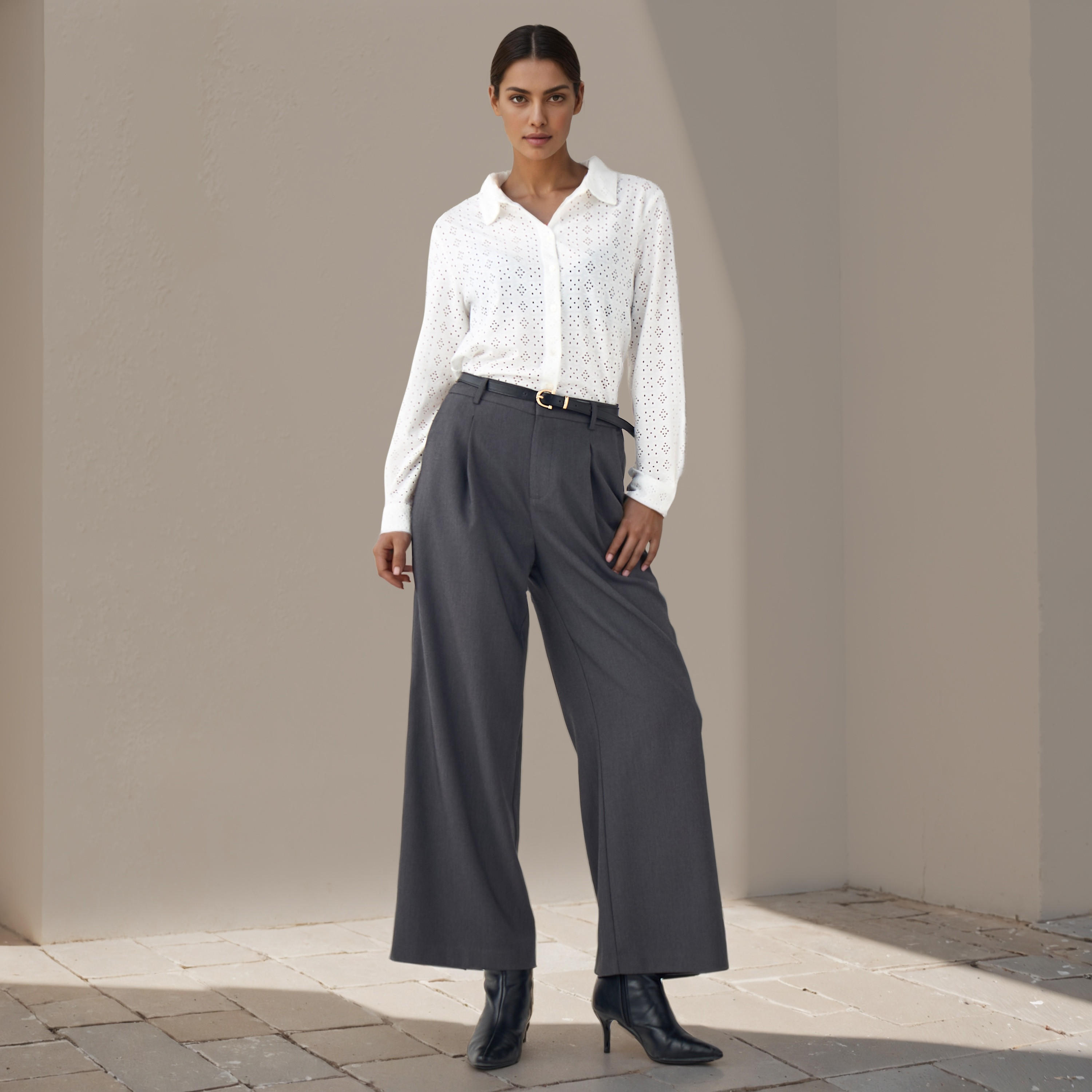 Regular Fit Viscose Schiffli Textured Shirt with Collar-women-clothing-shirtsandblouses-shirts-image-2
