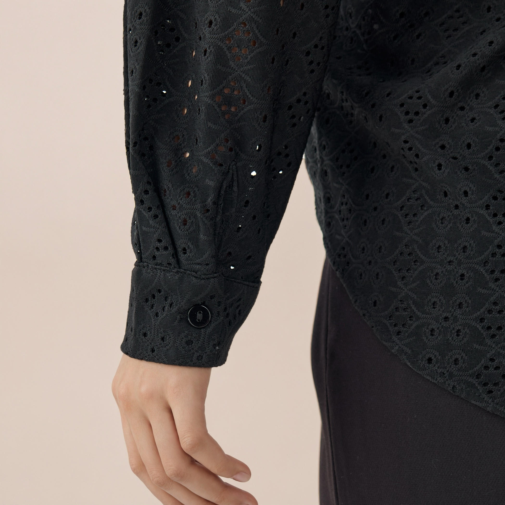 Regular Fit Viscose Schiffli Textured Shirt with Collar-women-clothing-shirtsandblouses-shirts-image-5