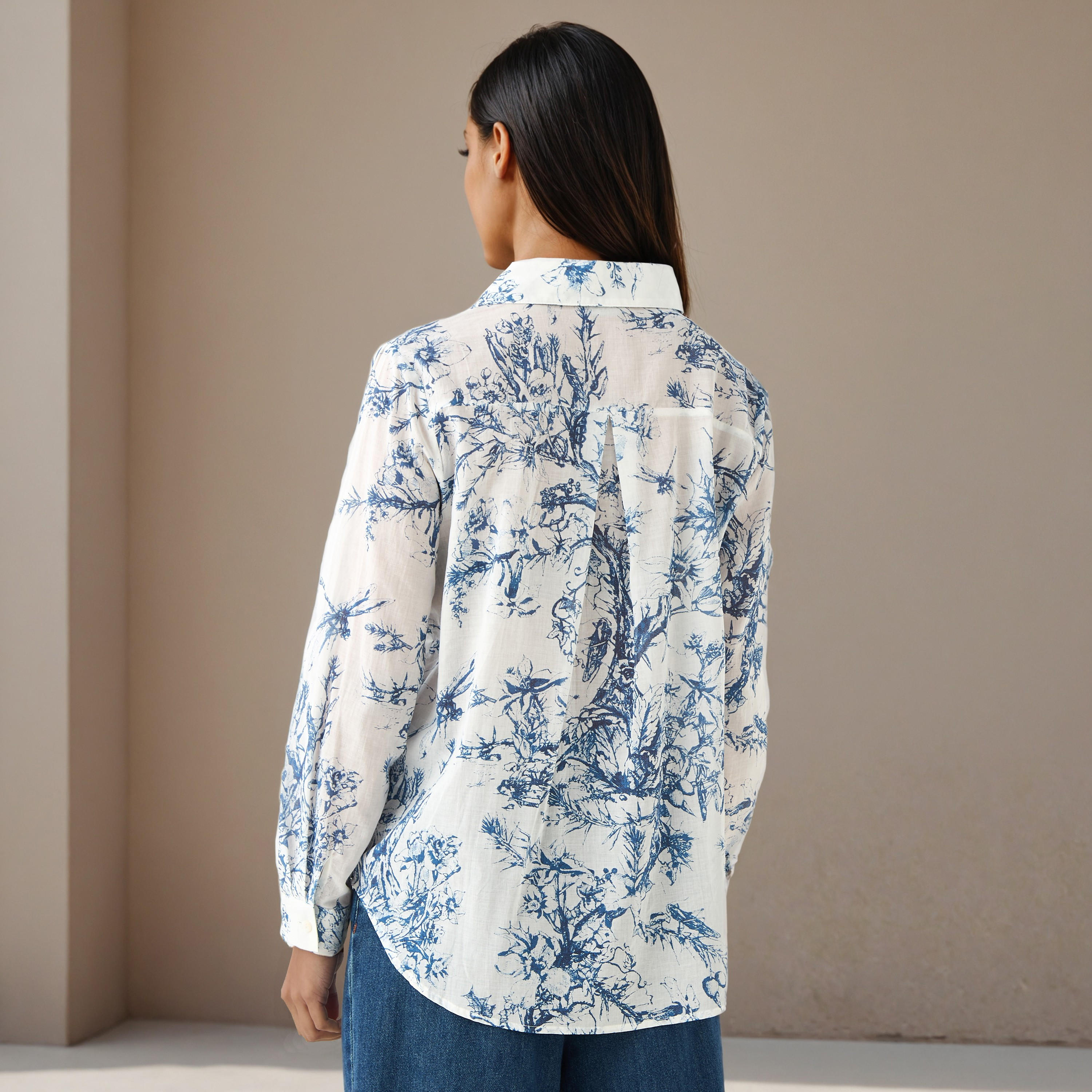 Regular Fit Viscose Floral Print Shirt with Collar-women-clothing-shirtsandblouses-shirts-image-3