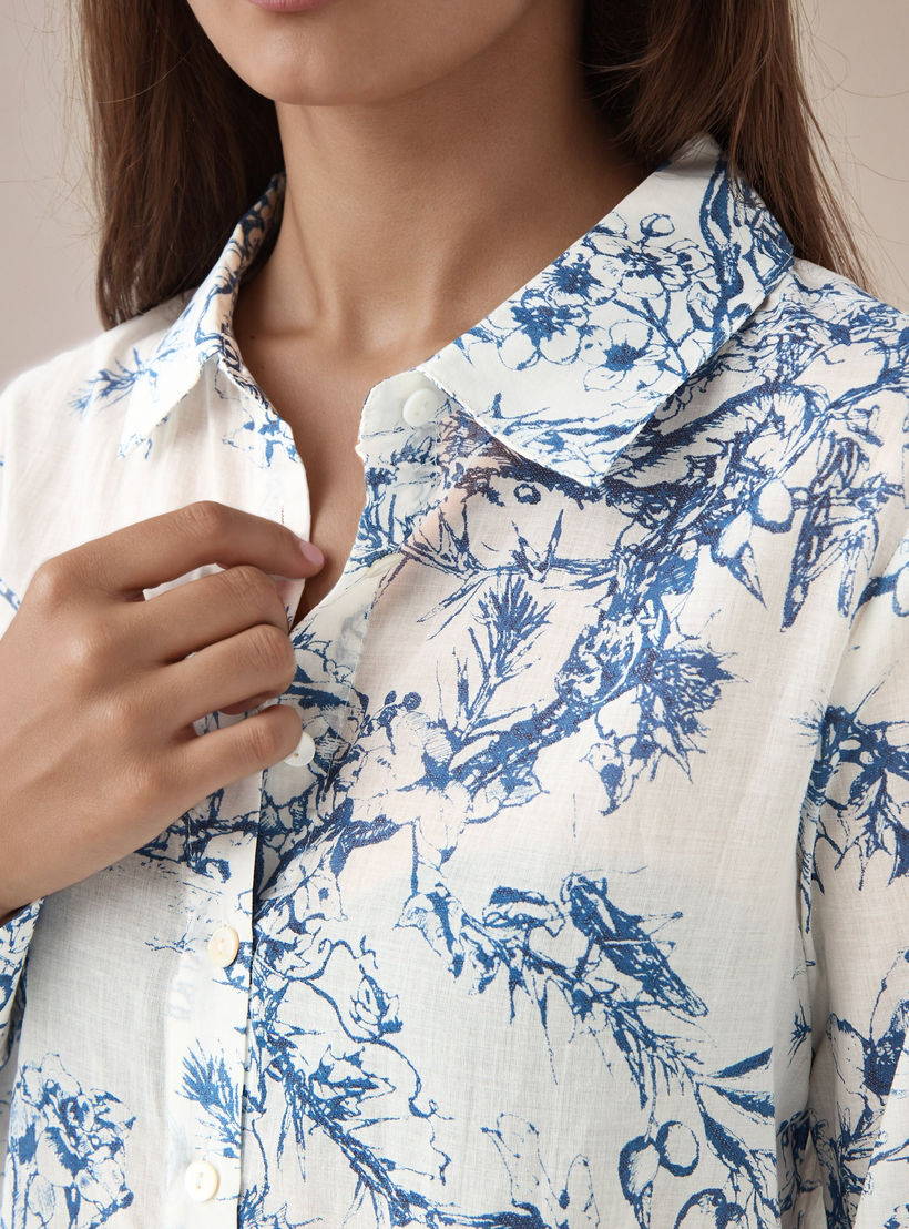 Regular Fit Viscose Floral Print Shirt with Collar-women-clothing-shirtsandblouses-shirts-image-5