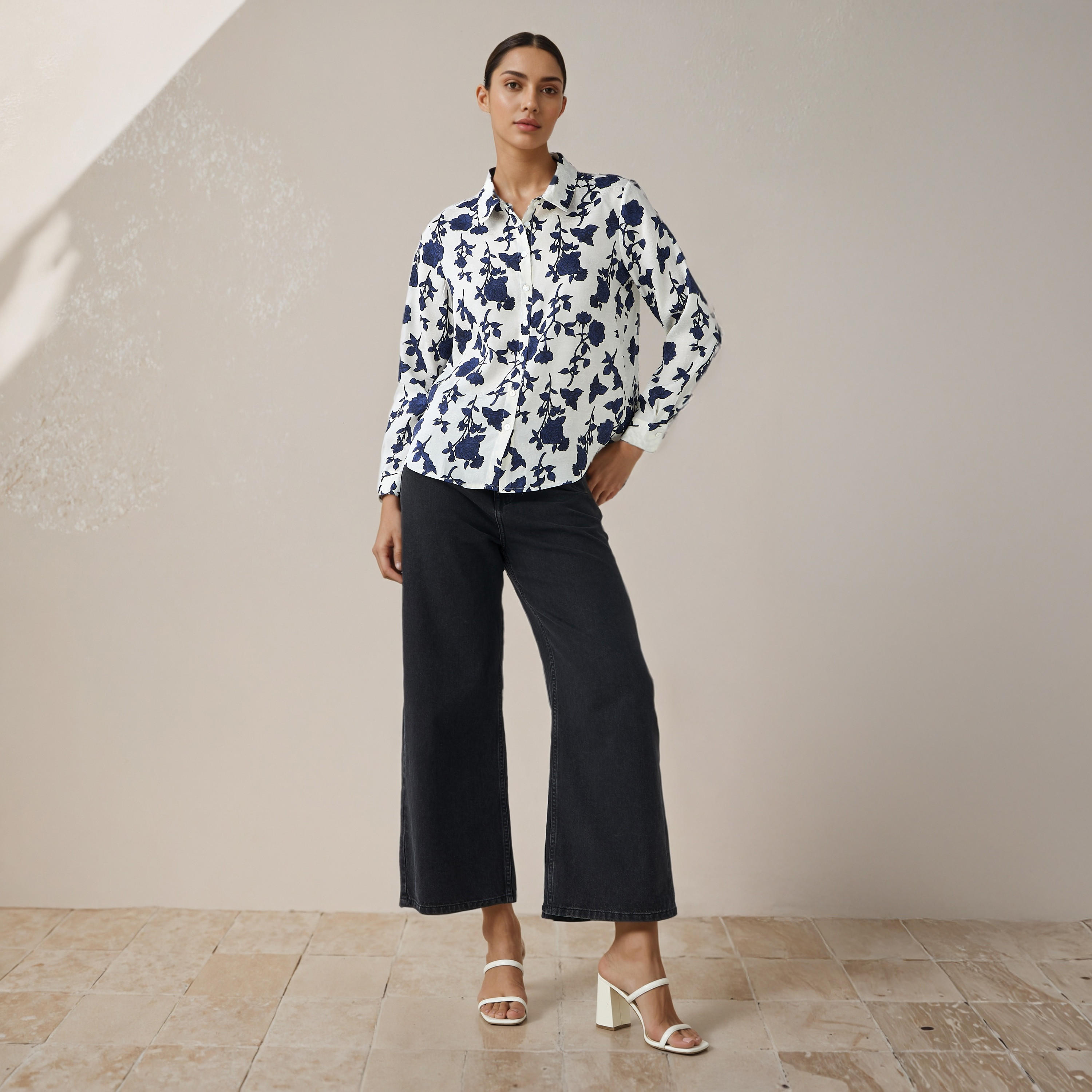Regular Fit Viscose Floral Print Shirt with Collar-women-clothing-shirtsandblouses-shirts-image-2
