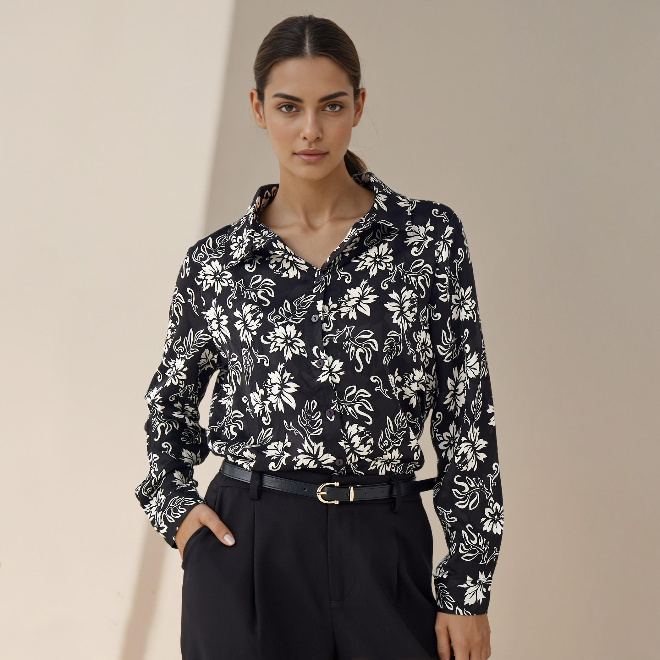 Regular Fit Viscose Floral Print Shirt with Collar-women-clothing-shirtsandblouses-shirts-image-1