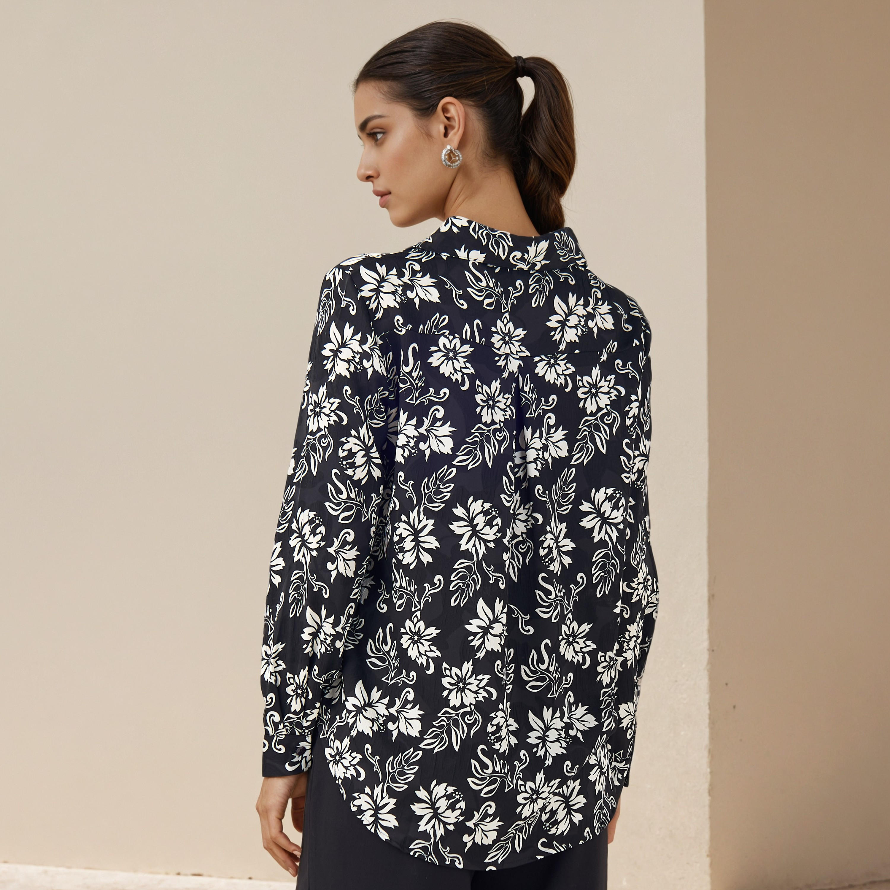 Regular Fit Viscose Floral Print Shirt with Collar-women-clothing-shirtsandblouses-shirts-image-3
