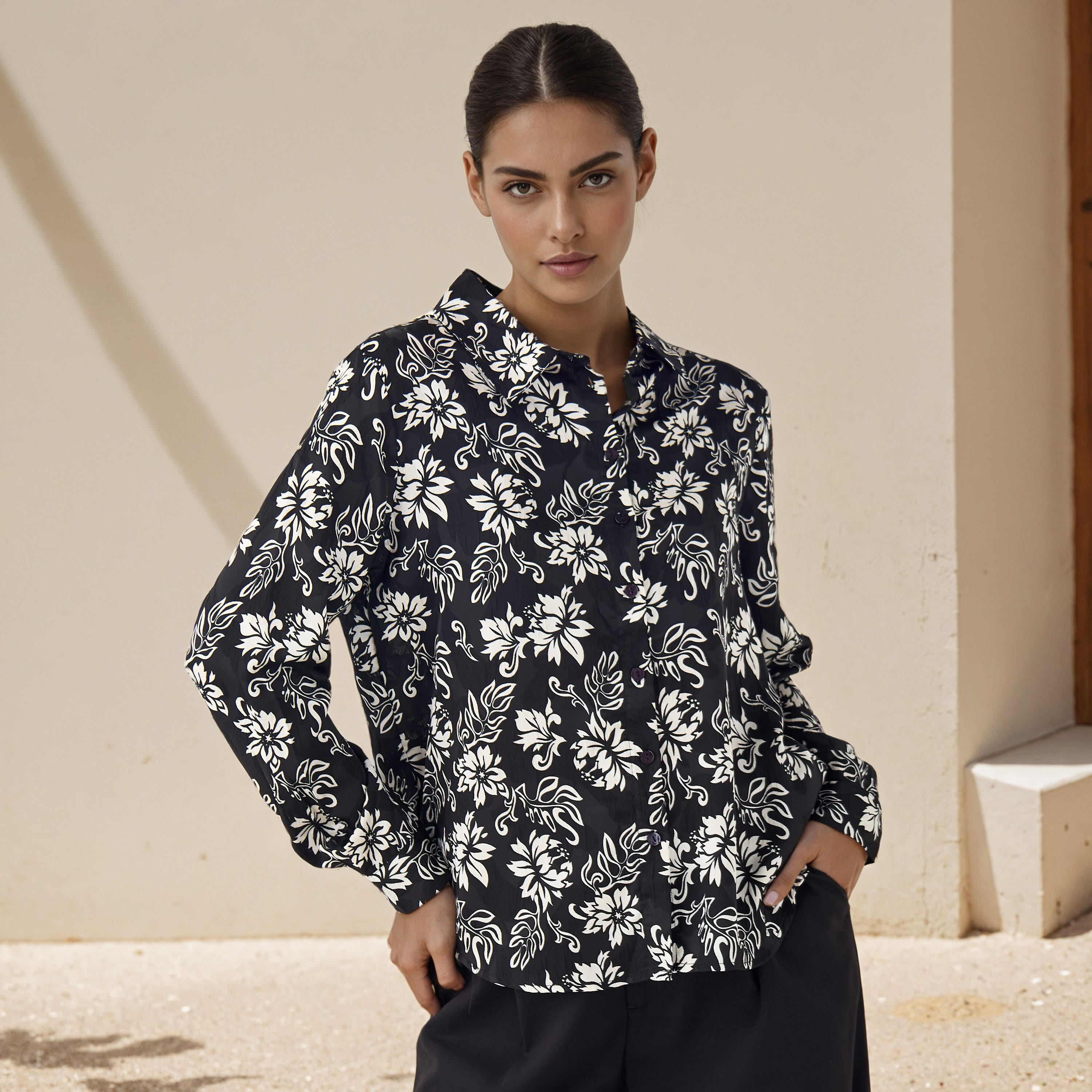 Regular Fit Viscose Floral Print Shirt with Collar-women-clothing-shirtsandblouses-shirts-image-7