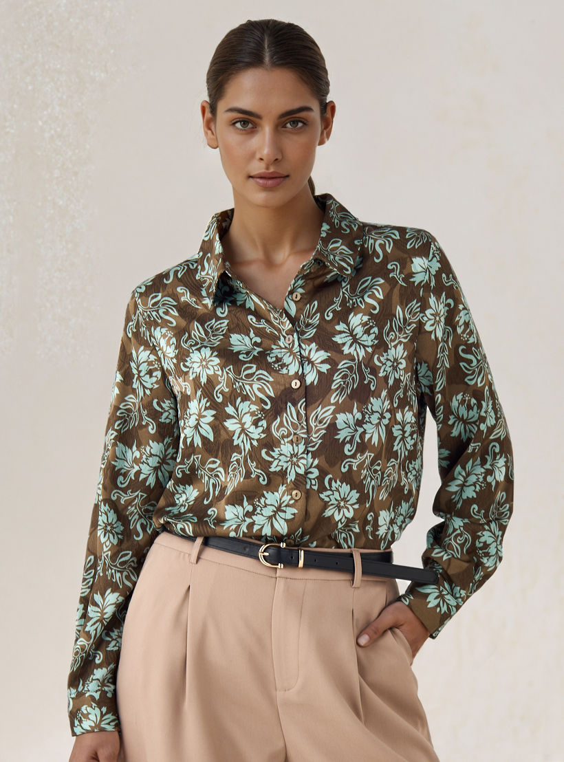 Regular Fit Viscose Floral Print Shirt with Collar-women-clothing-shirtsandblouses-shirts-image-1