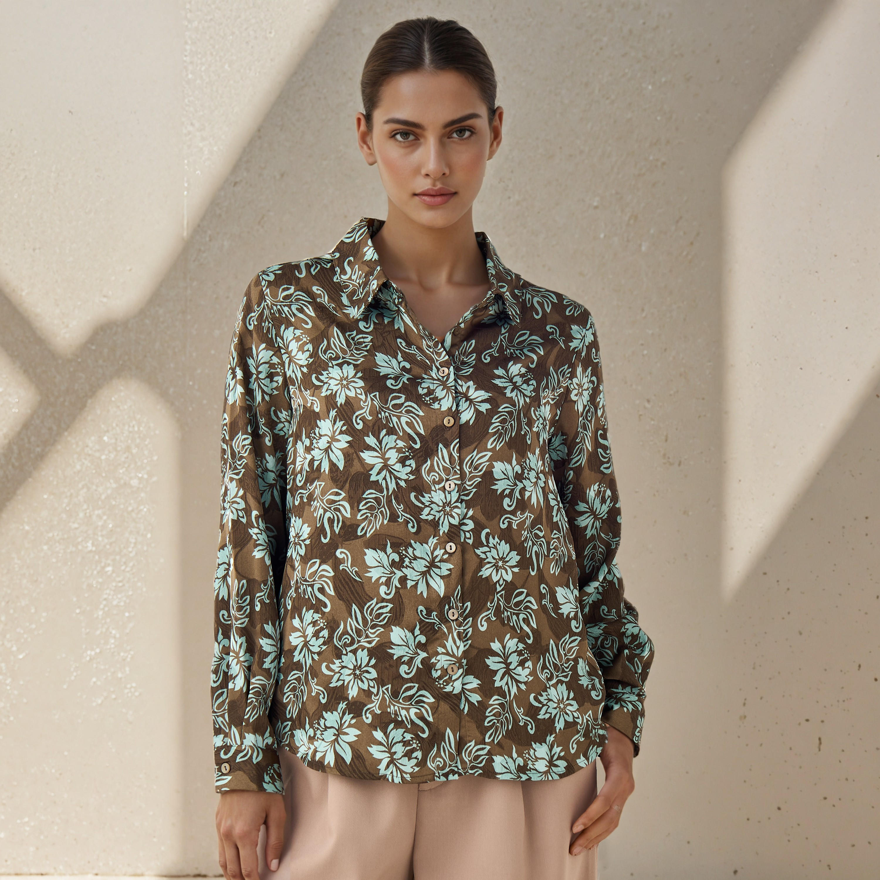 Regular Fit Viscose Floral Print Shirt with Collar-women-clothing-shirtsandblouses-shirts-image-7