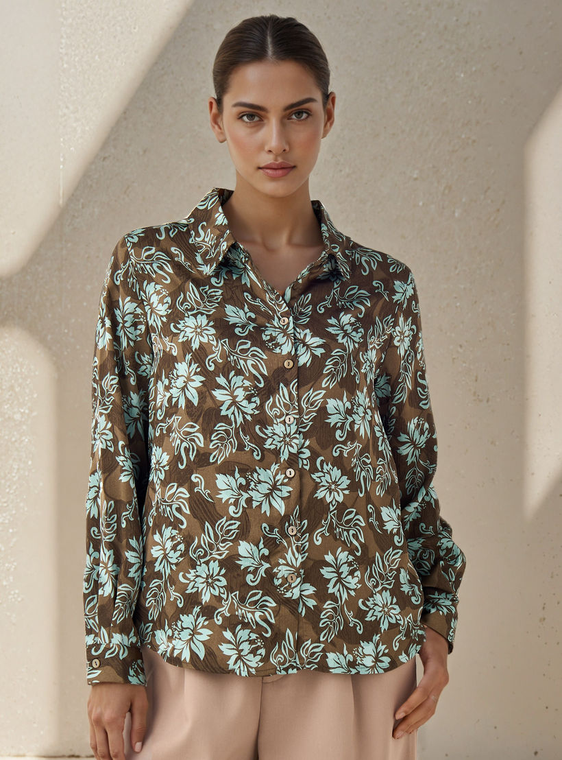 Regular Fit Viscose Floral Print Shirt with Collar-women-clothing-shirtsandblouses-shirts-image-7