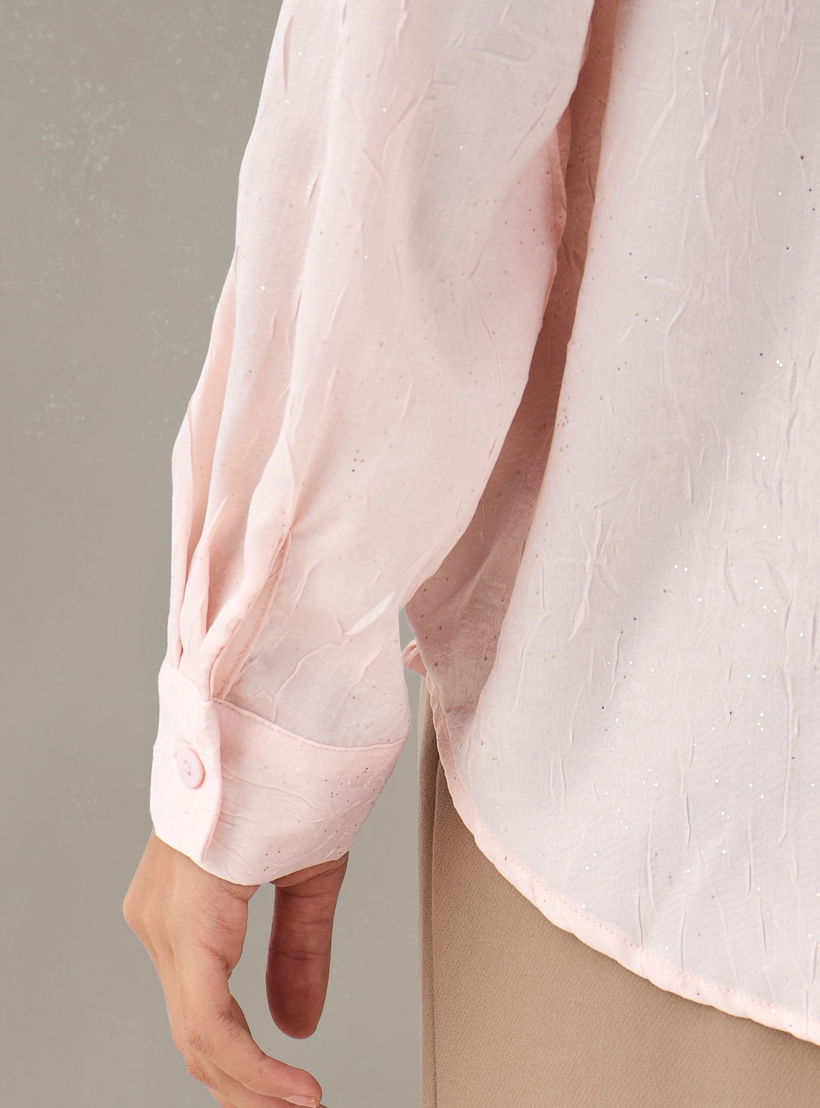 قميص فيسكوز بارز الملمس بقصة عادية وياقة-women-clothing-shirtsandblouses-shirts-image-6