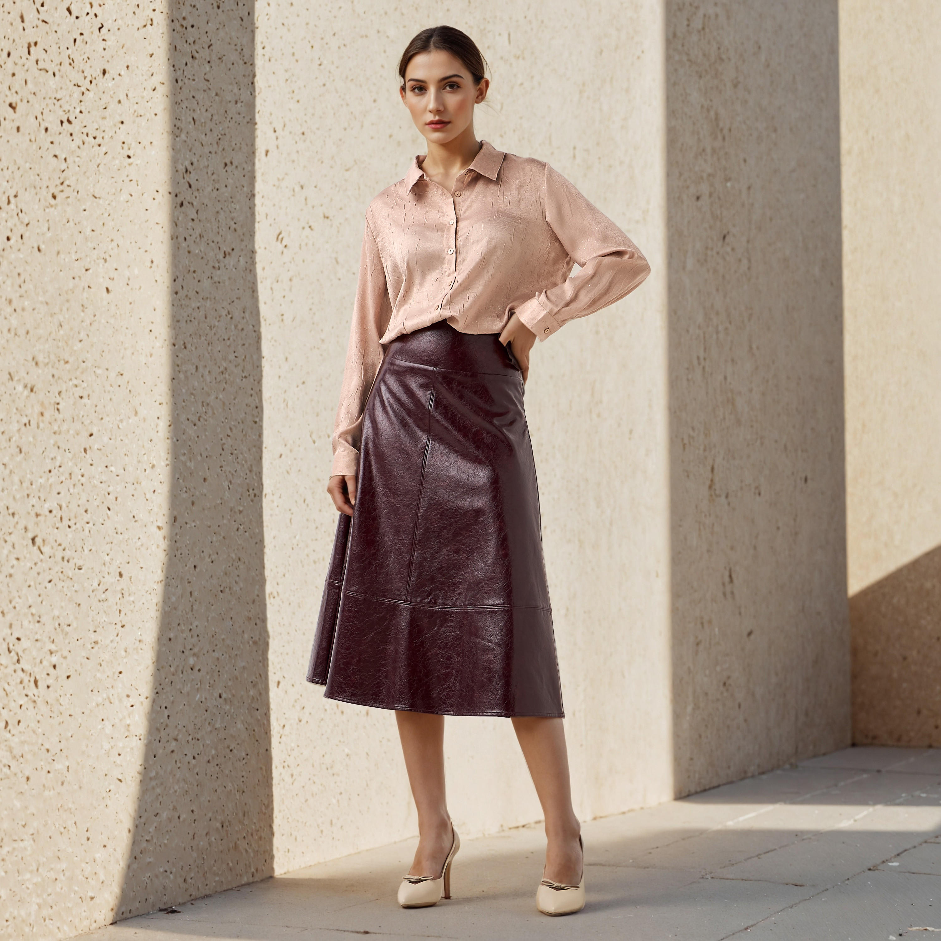 Regular Fit Viscose Textured Shirt with Collar-women-clothing-shirtsandblouses-shirts-image-2