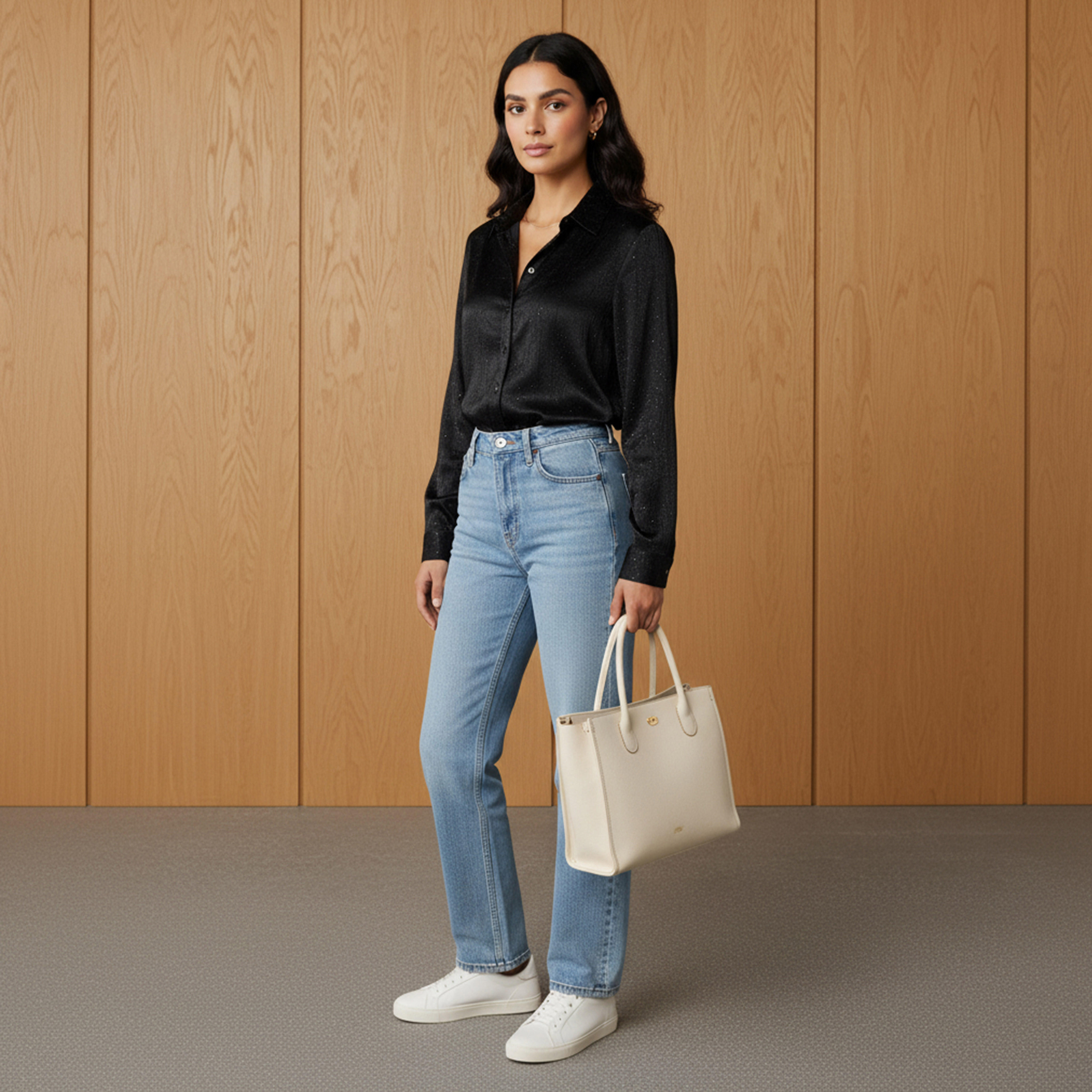 Regular Fit Viscose Textured Shirt with Collar-women-clothing-shirtsandblouses-shirts-image-2