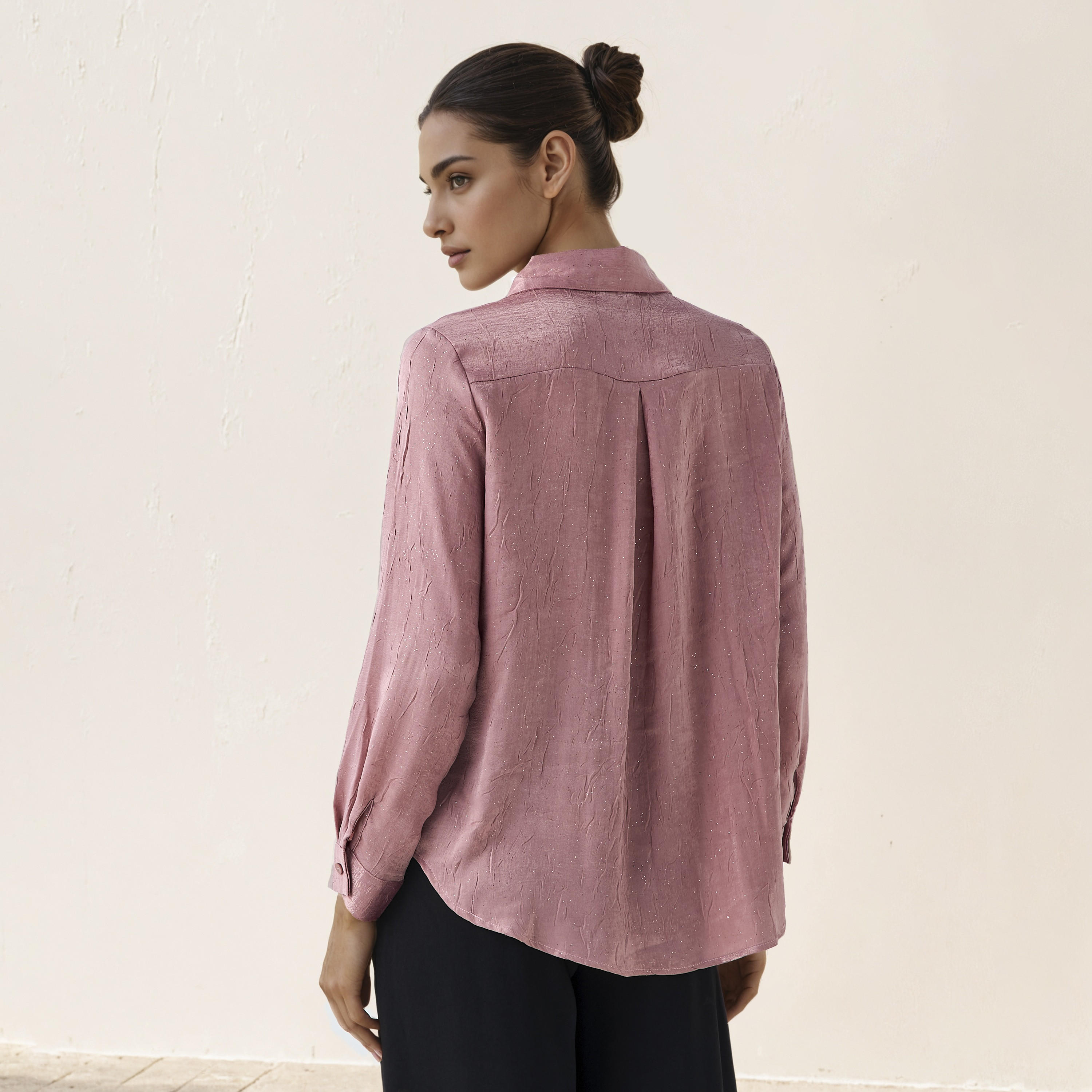 Regular Fit Viscose Textured Shirt with Collar-women-clothing-shirtsandblouses-shirts-image-3