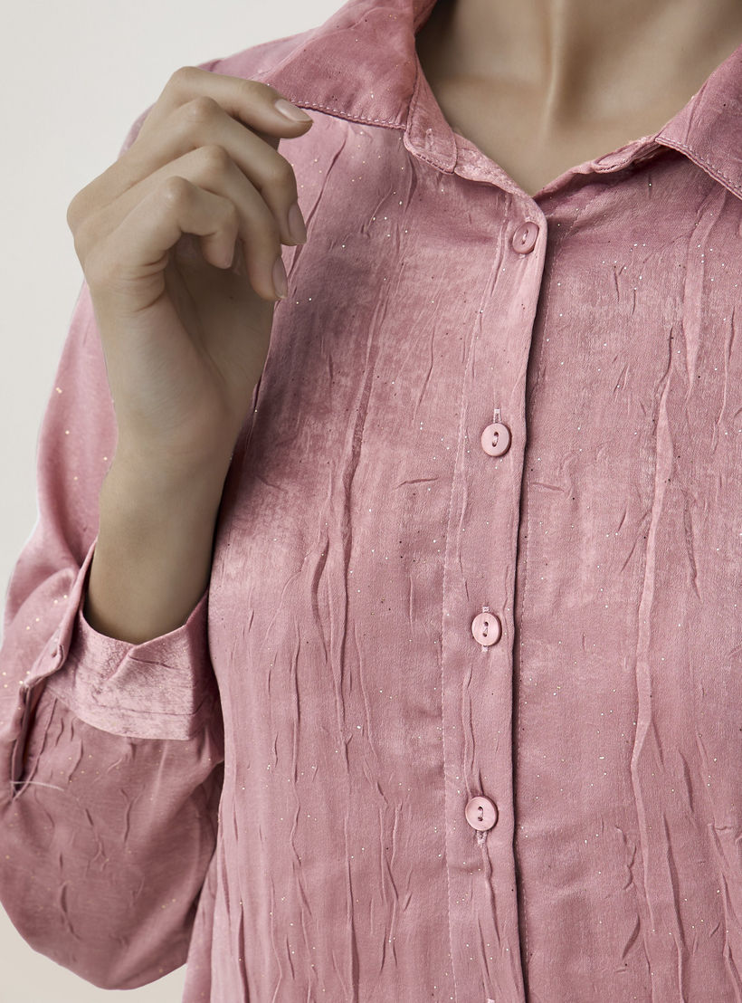 قميص فيسكوز بارز الملمس بقصة عادية وياقة-women-clothing-shirtsandblouses-shirts-image-4