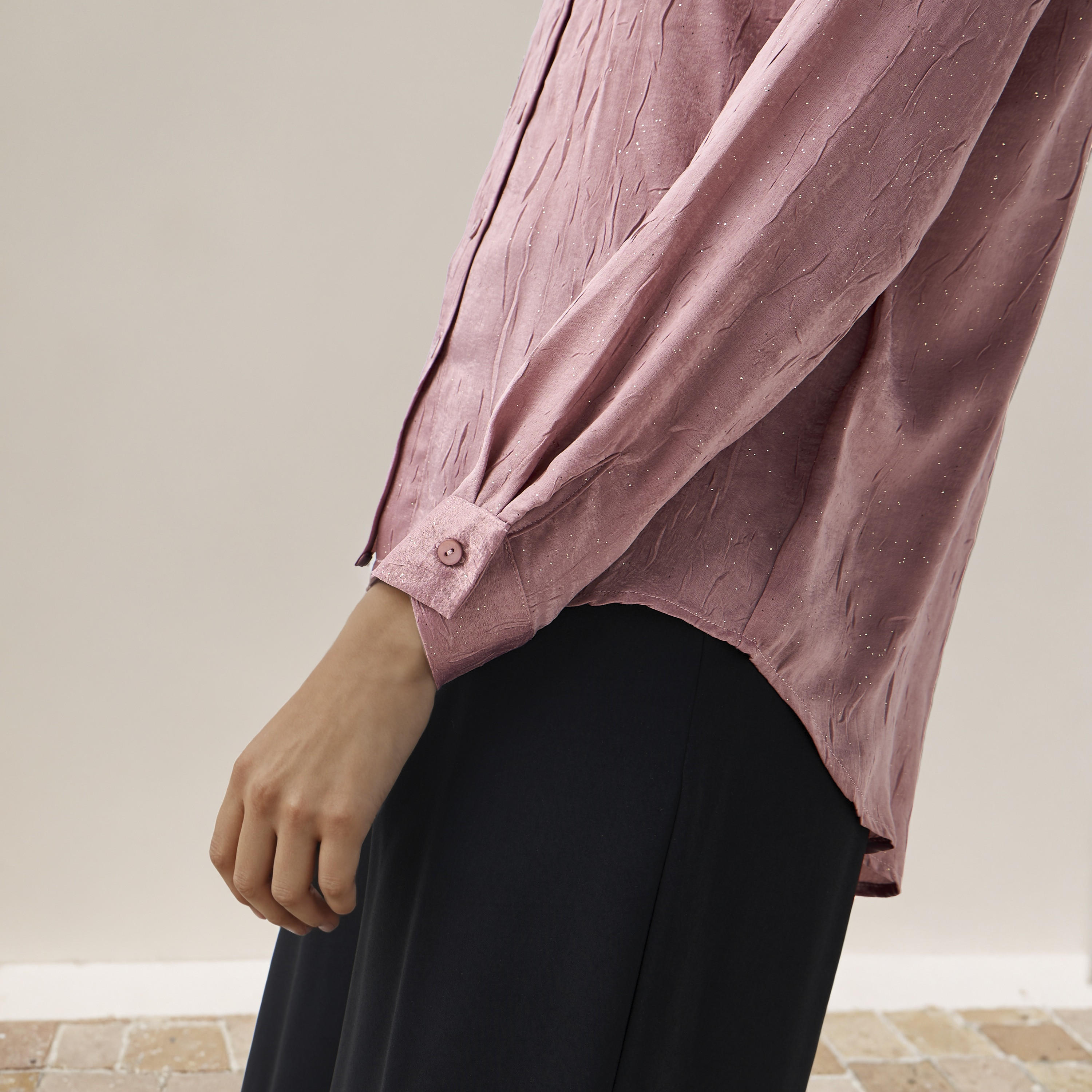Regular Fit Viscose Textured Shirt with Collar-women-clothing-shirtsandblouses-shirts-image-5