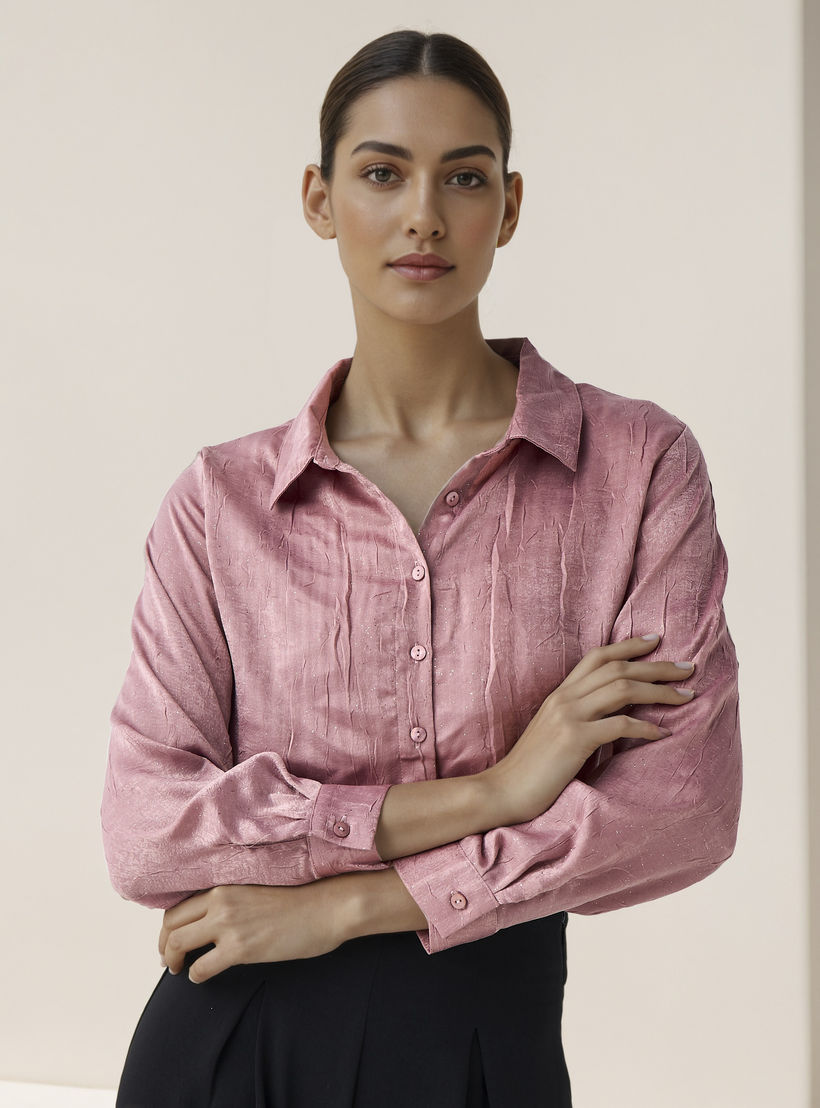 قميص فيسكوز بارز الملمس بقصة عادية وياقة-women-clothing-shirtsandblouses-shirts-image-7
