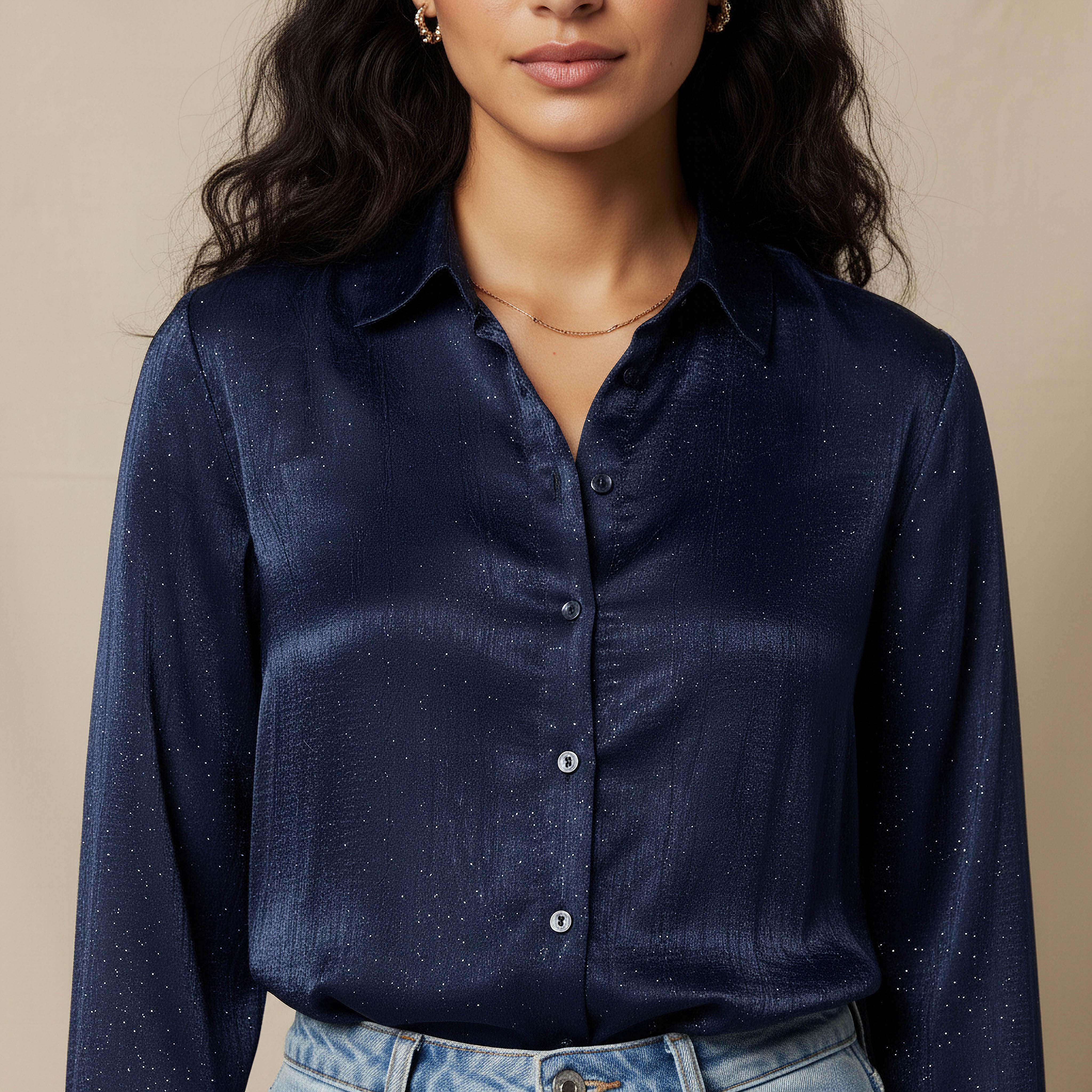 Regular Fit Viscose Textured Shirt with Collar-women-clothing-shirtsandblouses-shirts-image-4