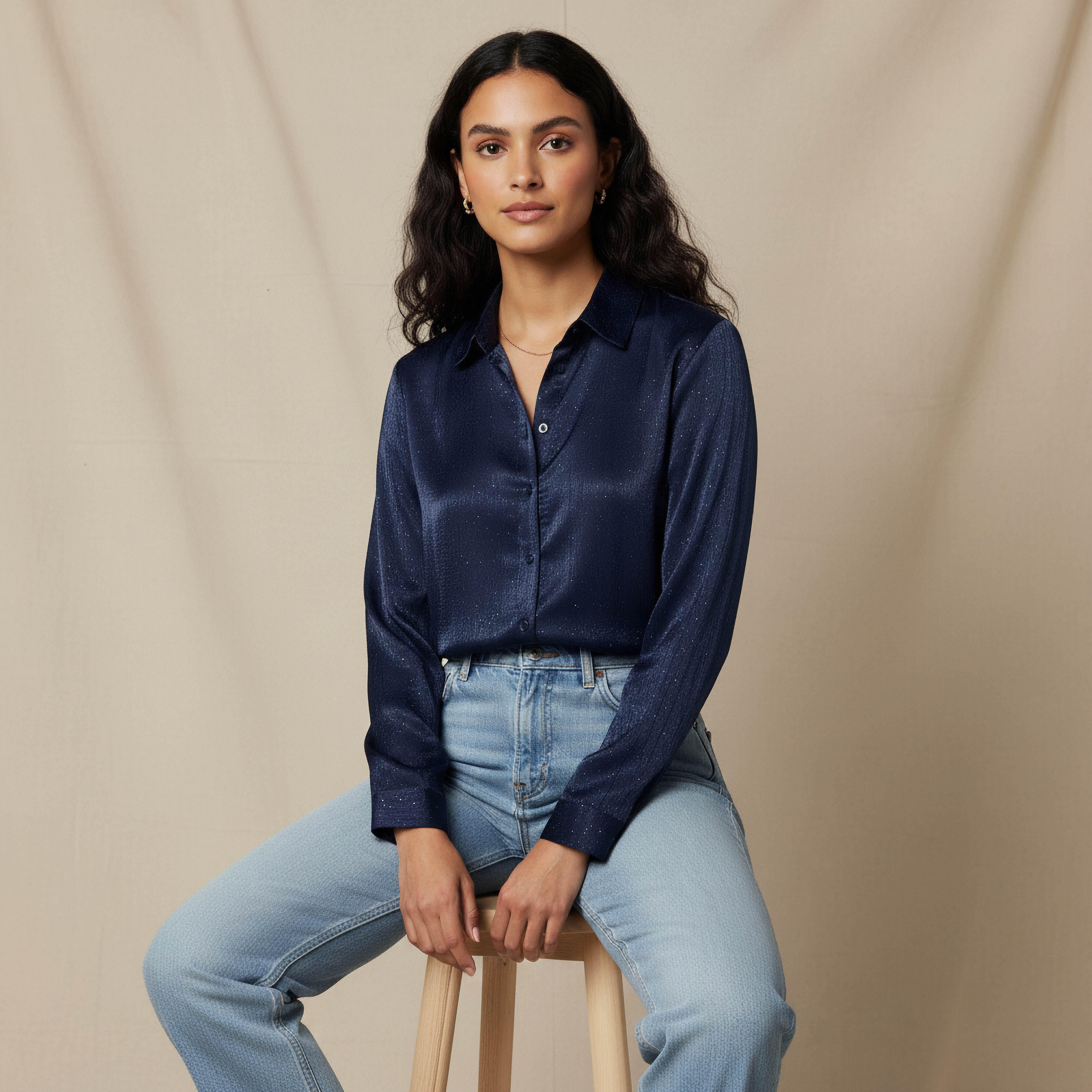 قميص فيسكوز بارز الملمس بقصة عادية وياقة-women-clothing-shirtsandblouses-shirts-image-5